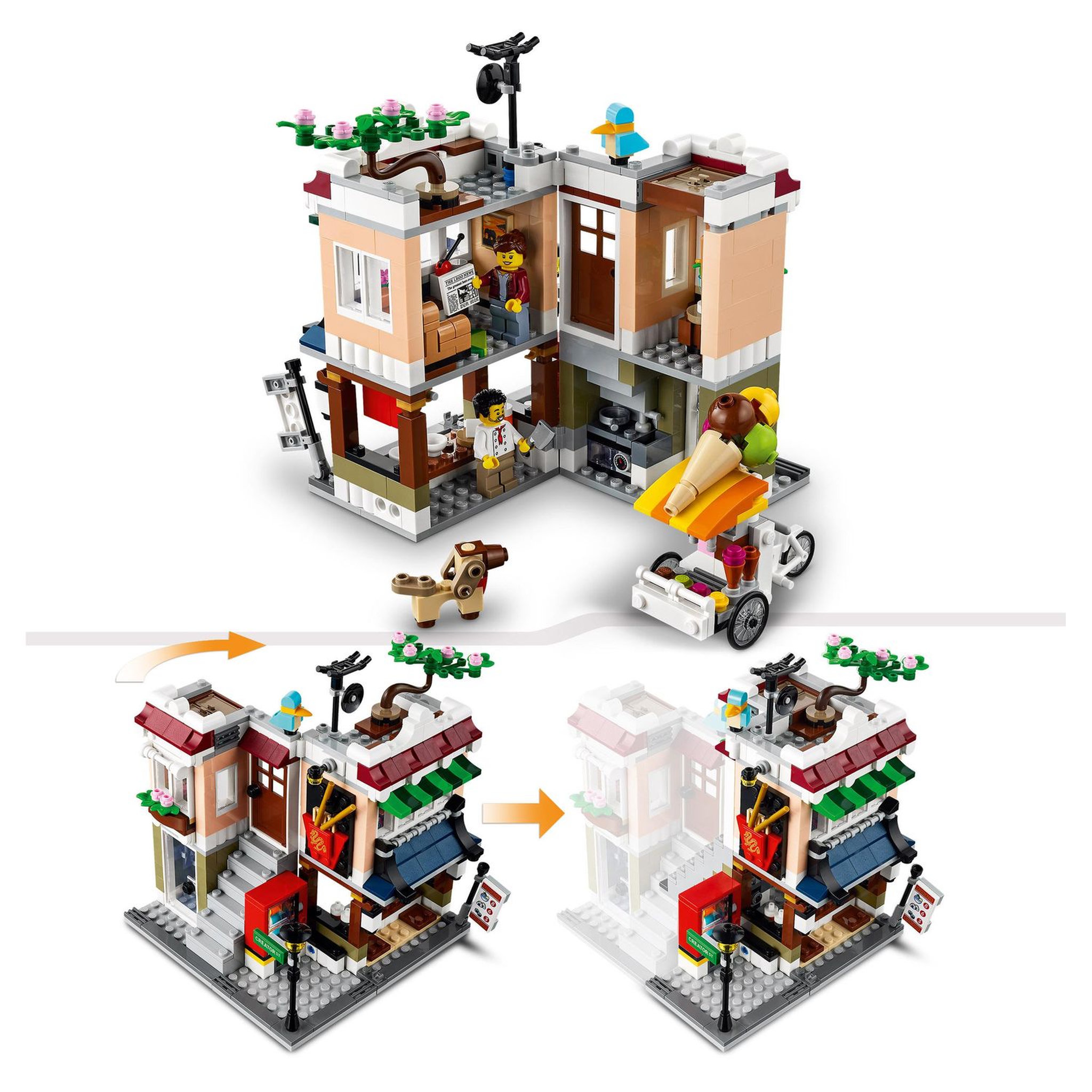 Voir la diapositive 5 : LEGO Creator 31131 3-en-1 Le Magasin de Nouille du Centre-Ville, Jouet Transformable en Magasin de Cycles, en Kiosque à Journaux ou en Salle d&rsquo;Arcade