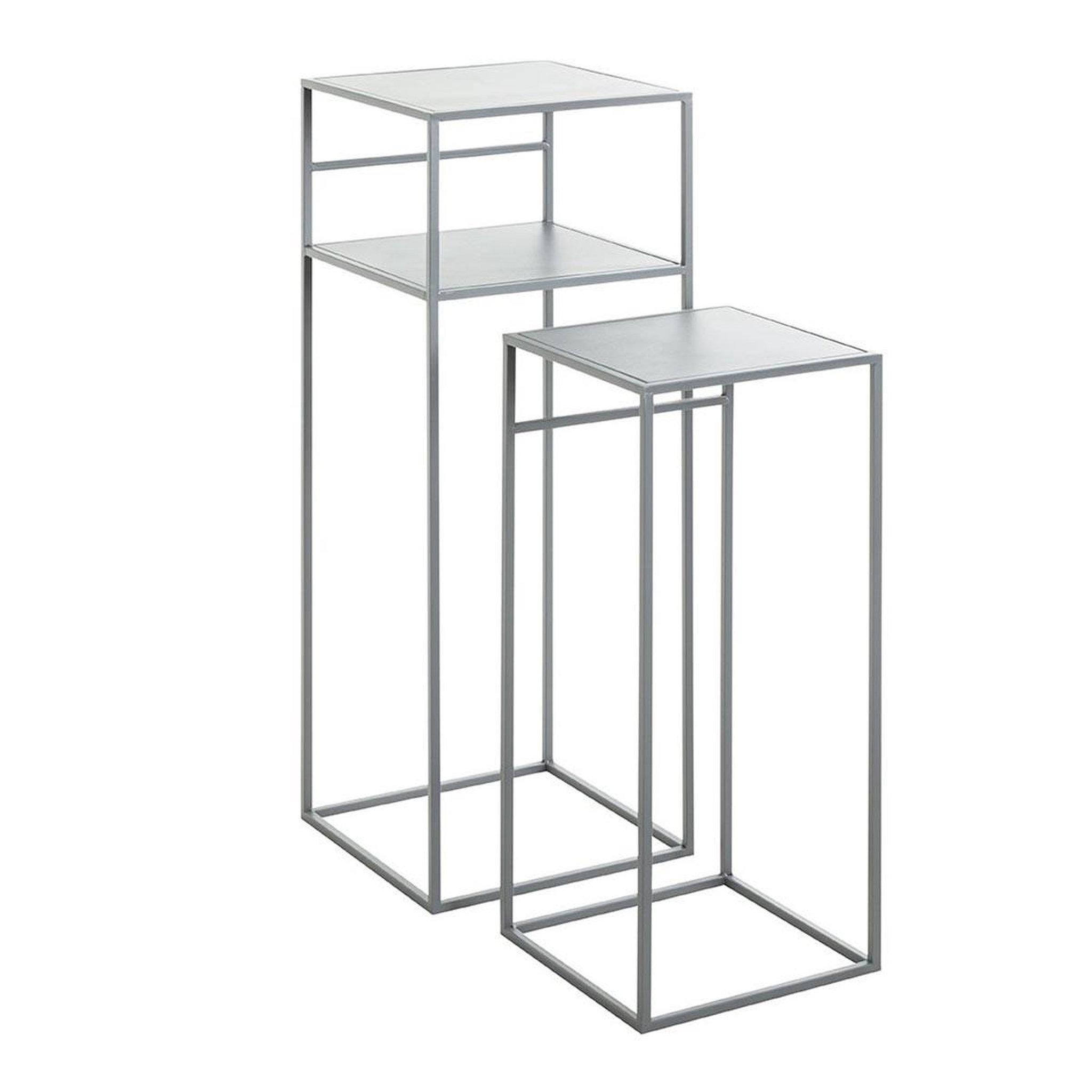 Voir la diapositive 2 : Paris Prix Lot de 2 sellettes en métal  brise  85cm gris