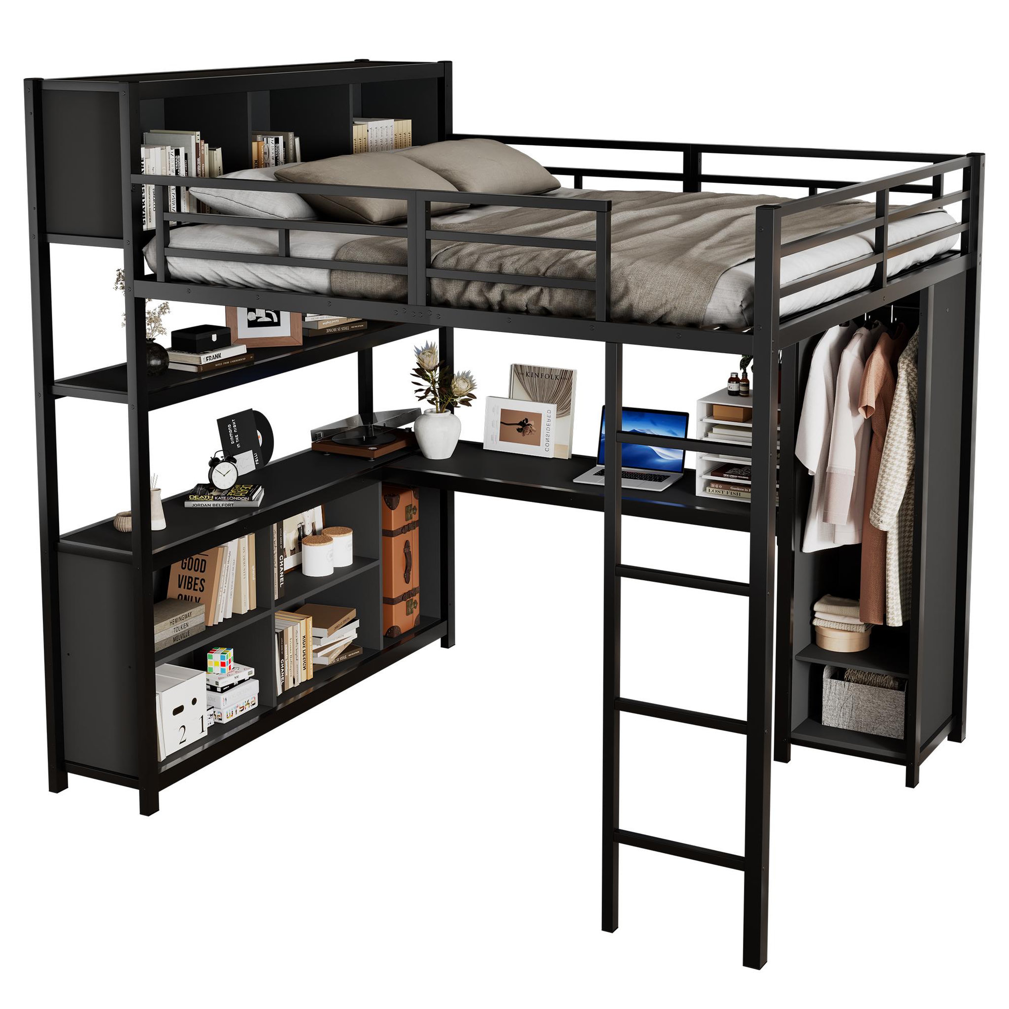MERAX Lit mezzanine. Coloris disponibles : Blanc, Noir