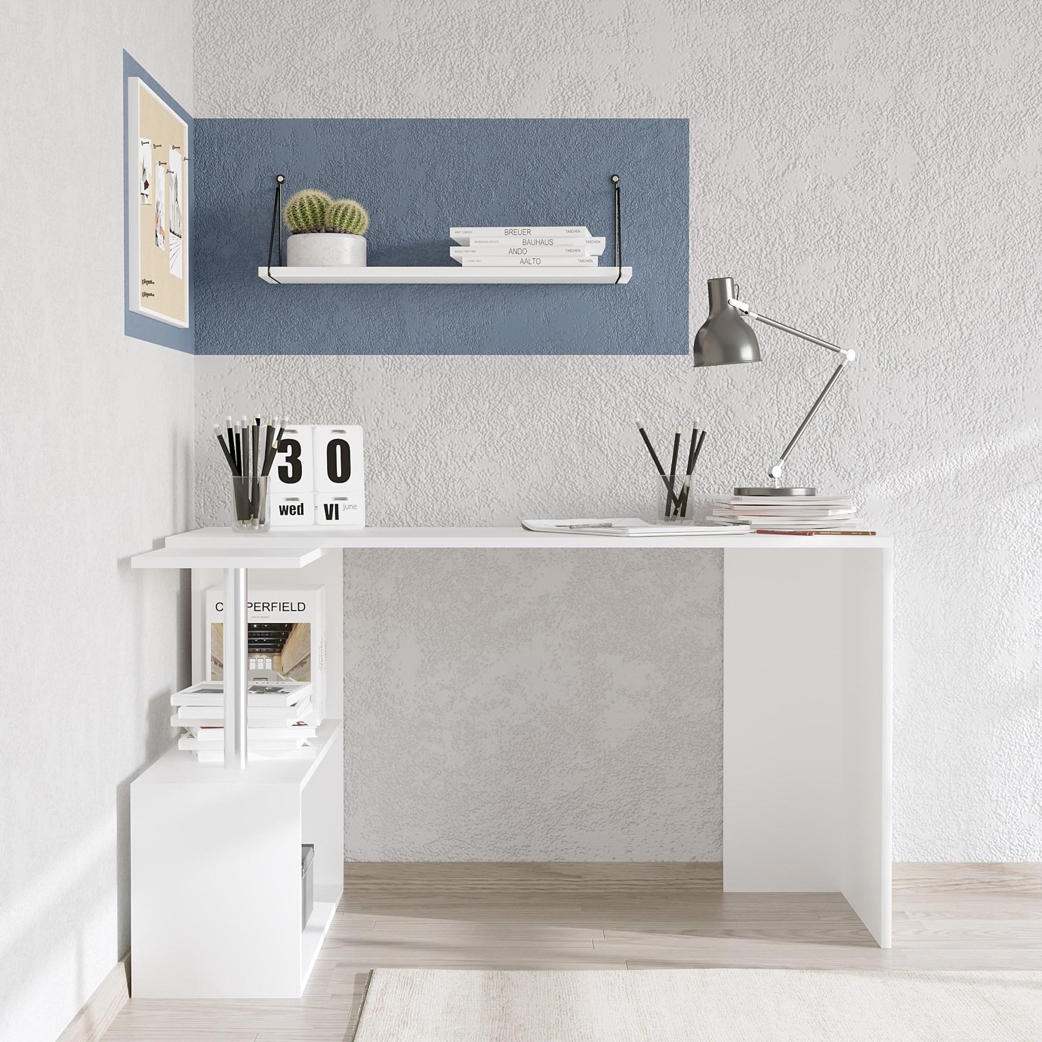 Voir la diapositive 3 : Habitat et Jardin Bureau d'étude en bois  gelincik  - 130 x 109 x 74 cm - blanc