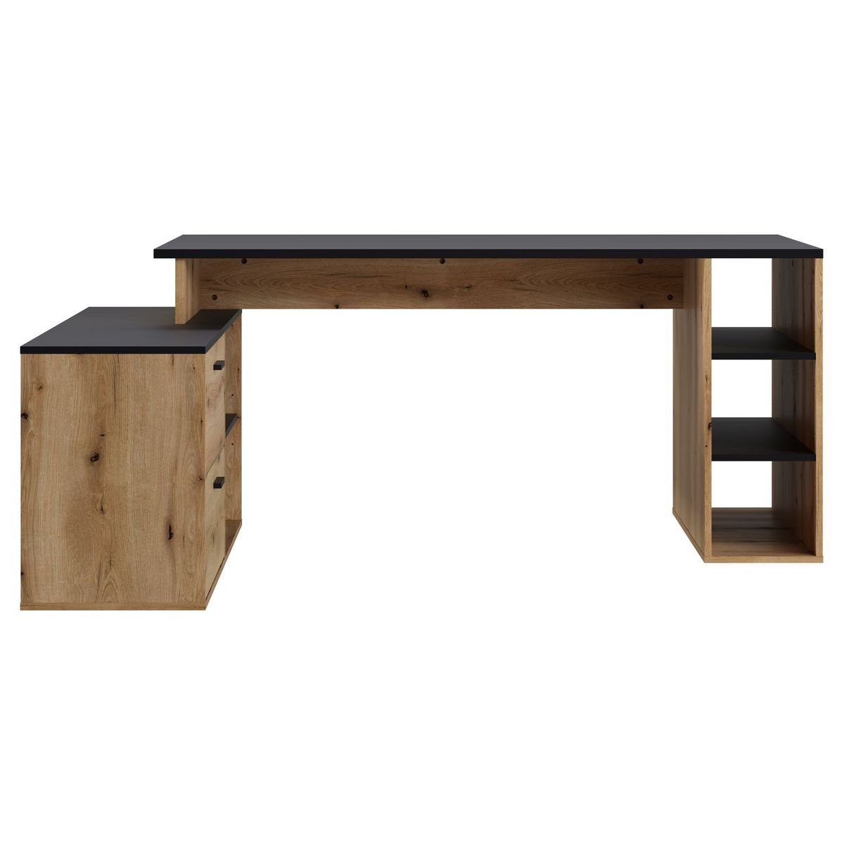 Bureau d'angle 3 tiroirs et rangements L183cm ESTEBAN