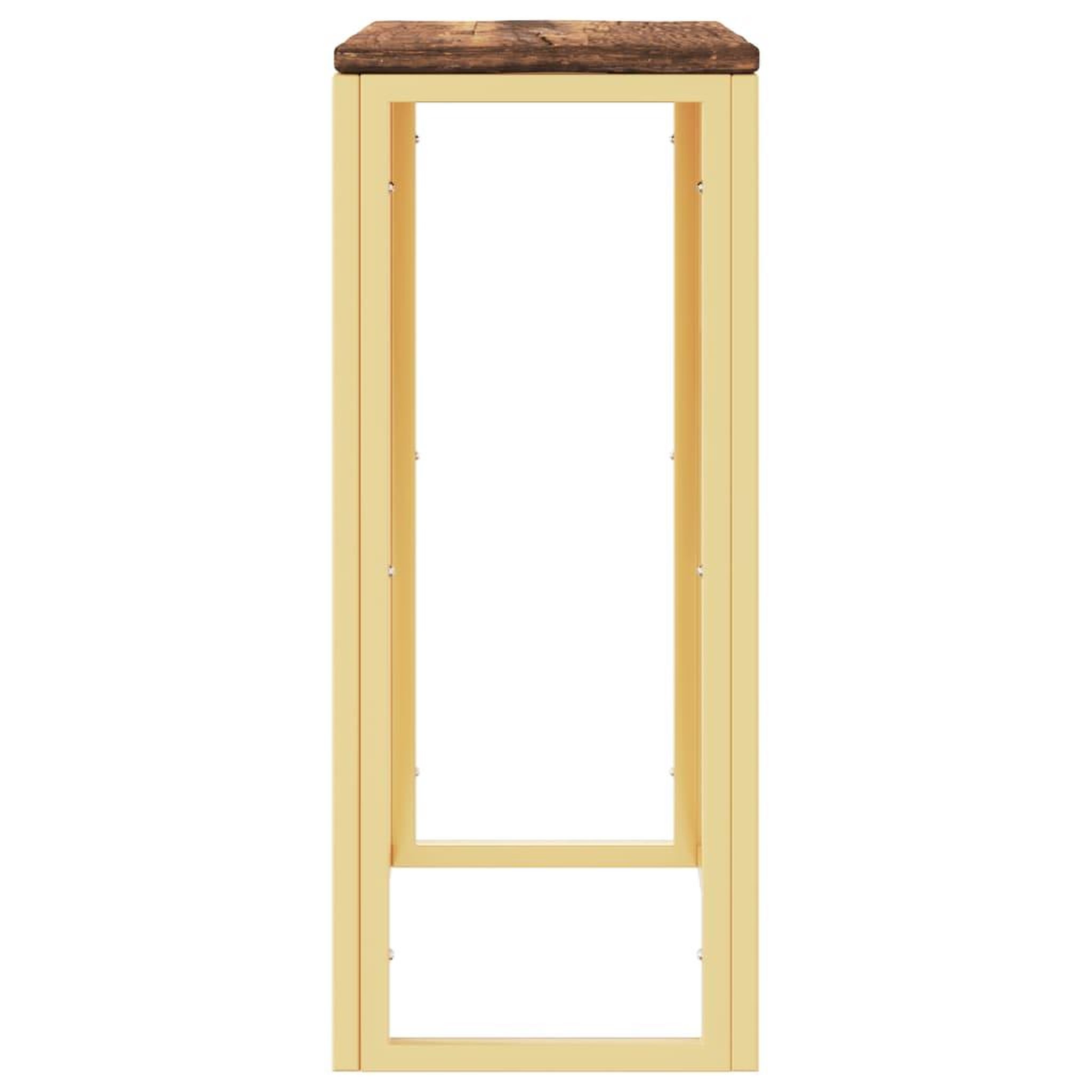 Voir la diapositive 4 : VIDAXL Table console dore acier inoxydable et bois massif recuperation