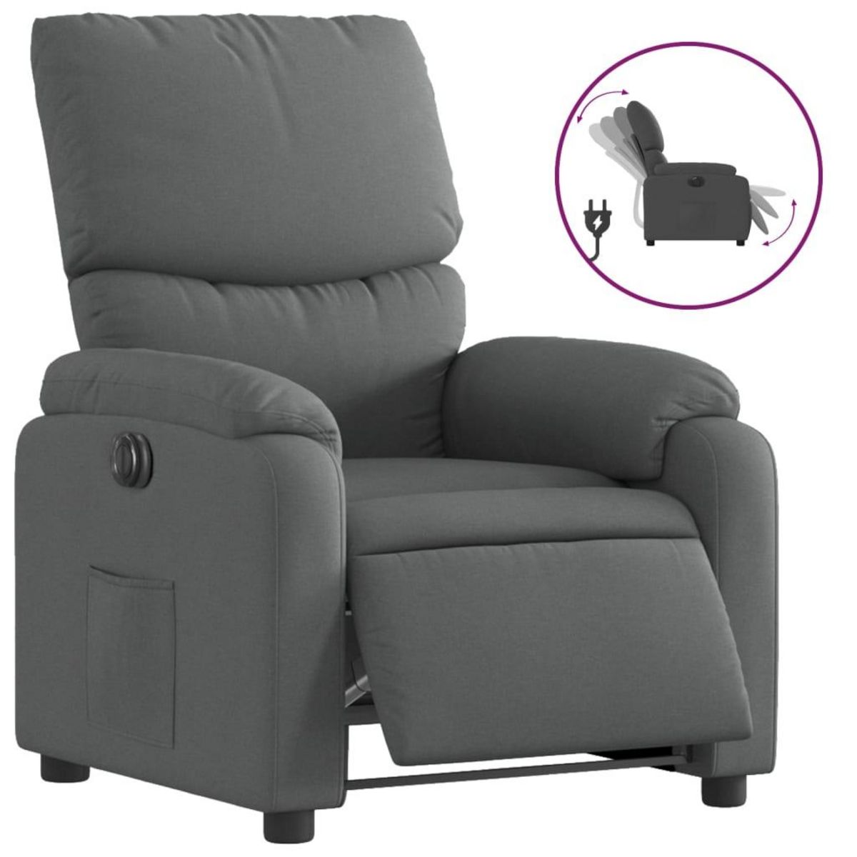 VIDAXL Fauteuil inclinable electrique Gris fonce Tissu