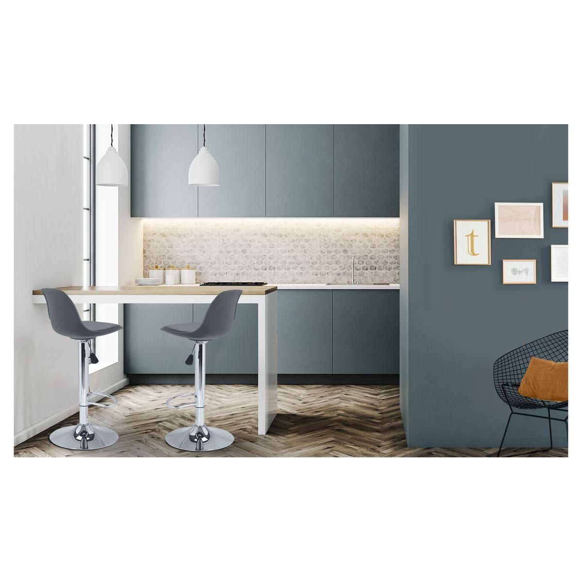 Lot de 2 tabourets de bar ajustables en hauteur RAPH