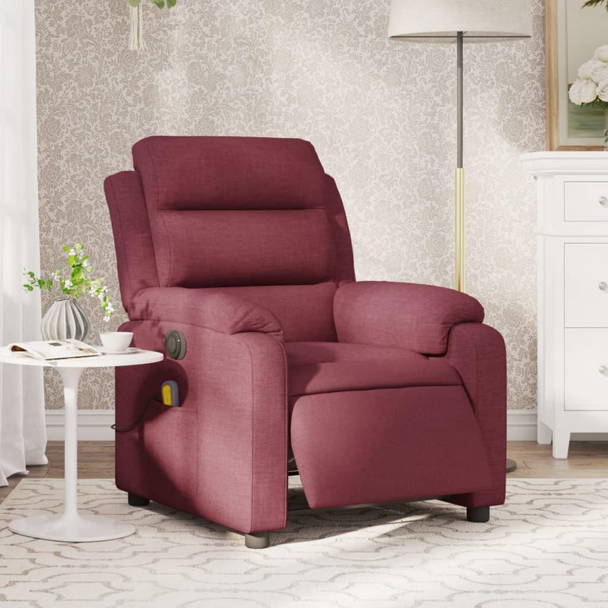 VIDAXL Fauteuil de massage inclinable electrique Rouge bordeaux Tissu