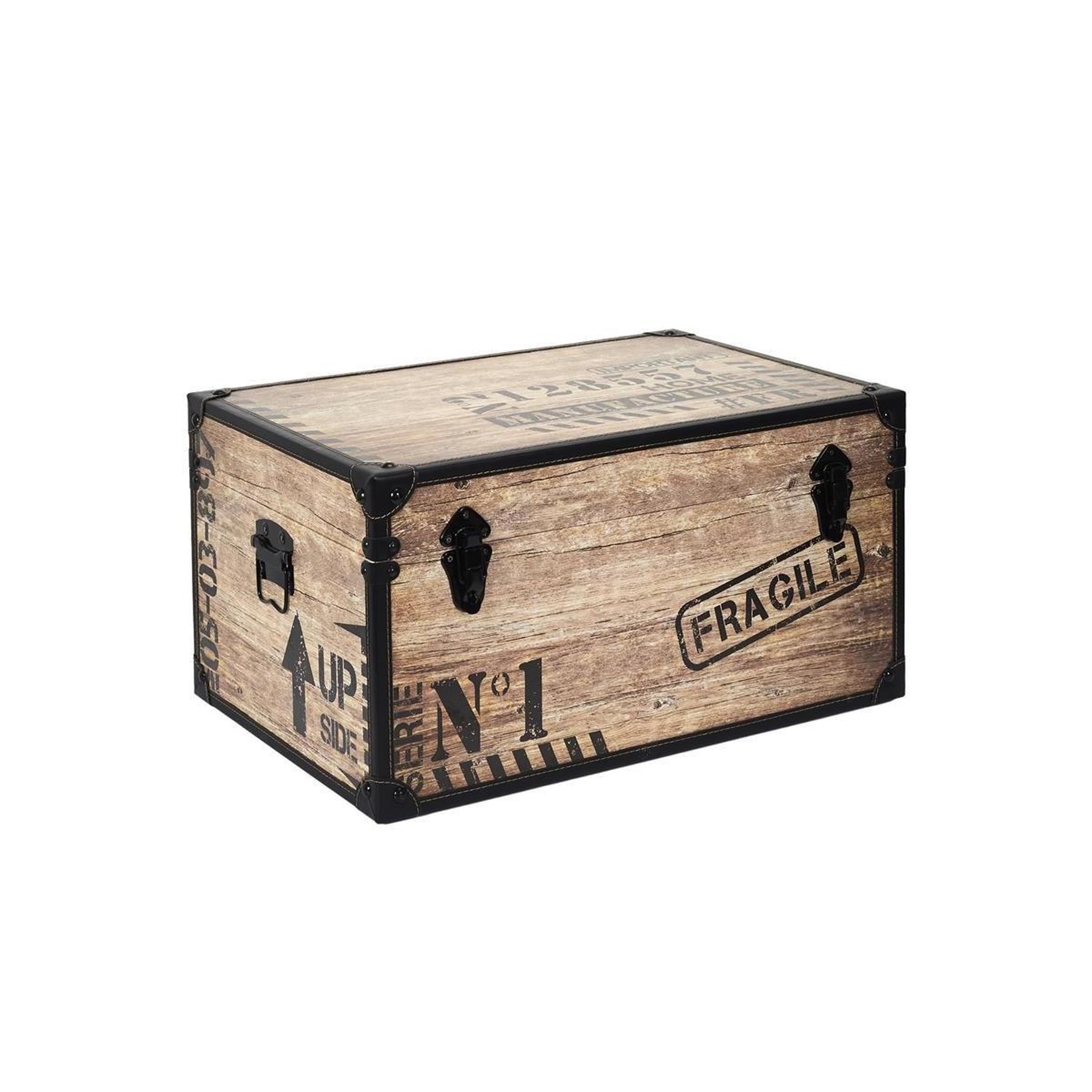 Voir la diapositive 3 : The Home Deco Factory Lot de 3 malles déco  indus  56cm marron & noir