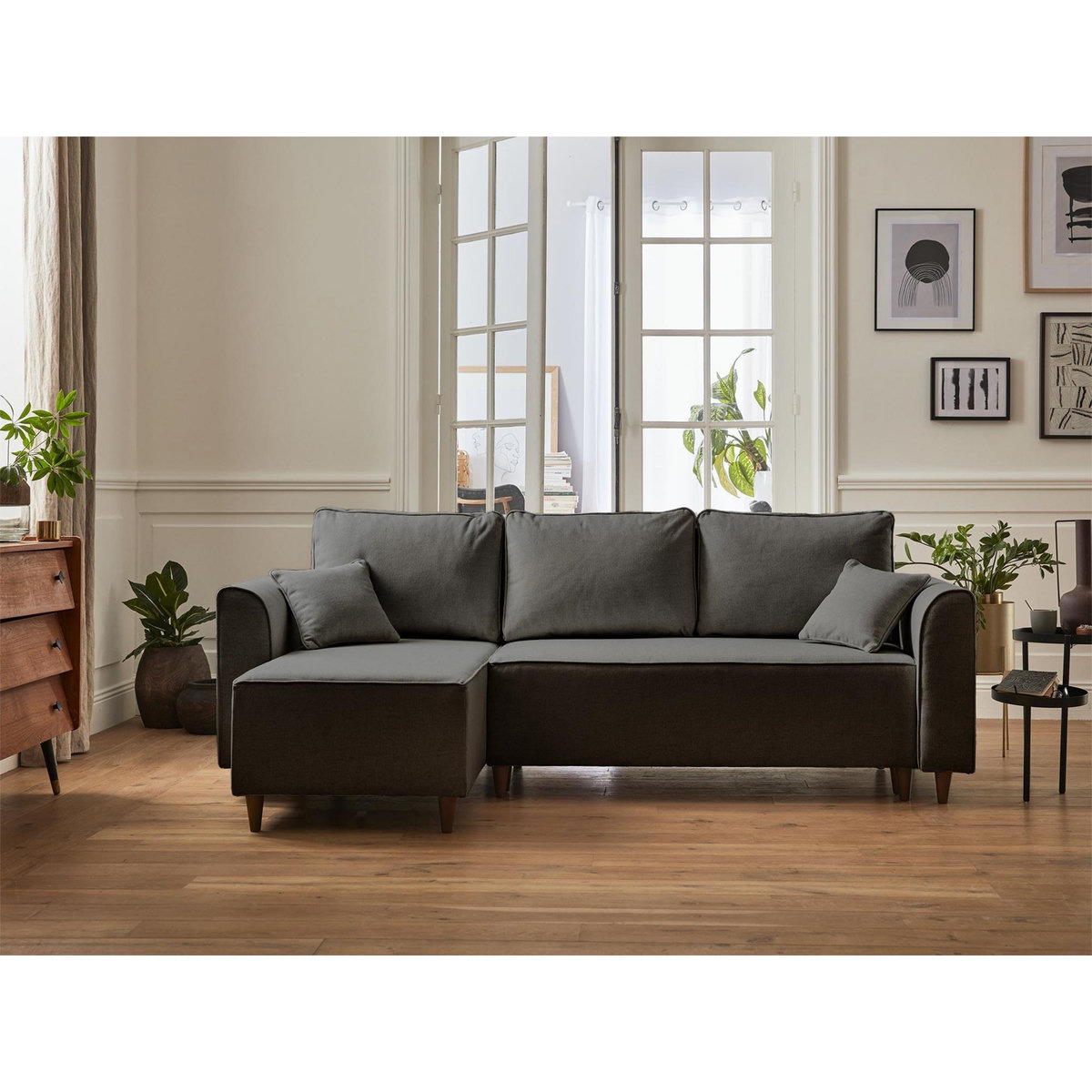 BEST MOBILIER Saphir - canapé d'angle réversible 4 places - convertible - avec coffre - en tissu