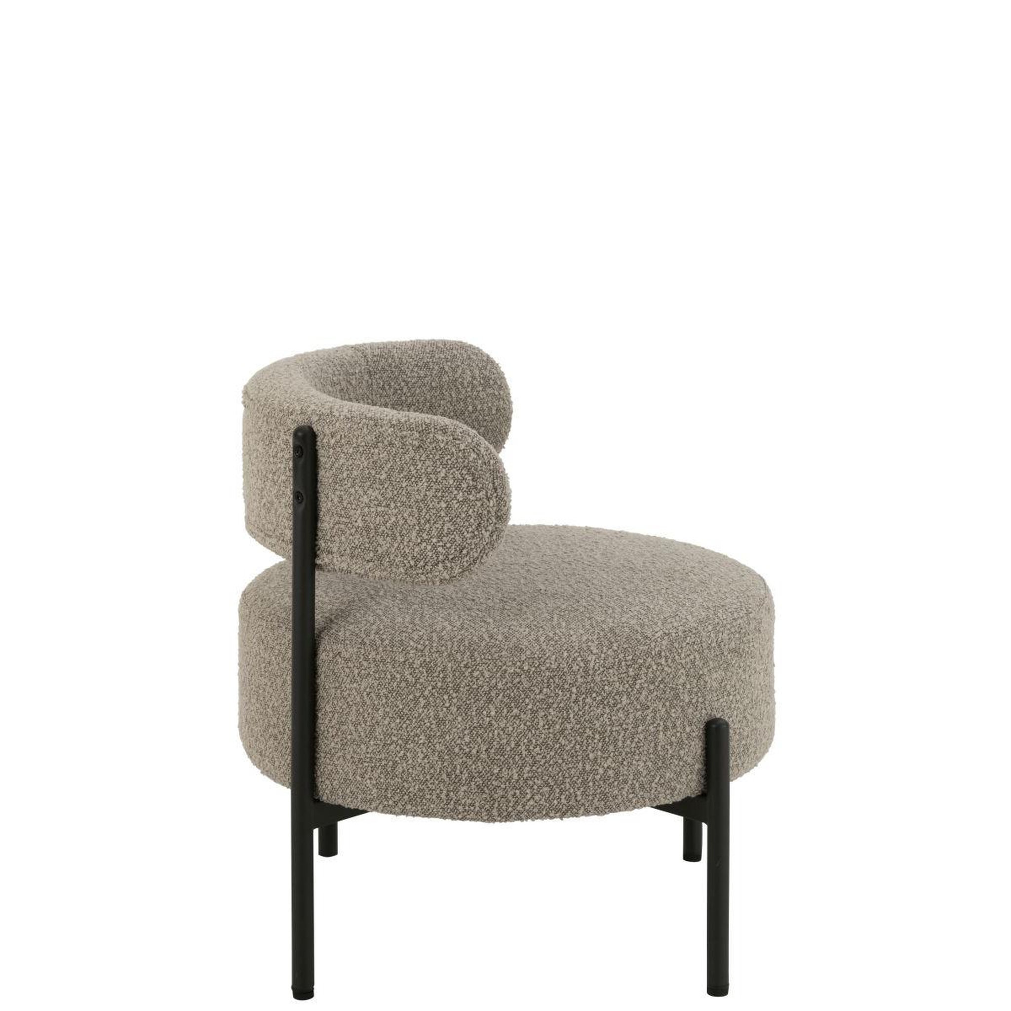 Voir la diapositive 3 : J-LINE Fauteuil lounge en tissu bouclé  aldo  67cm gris