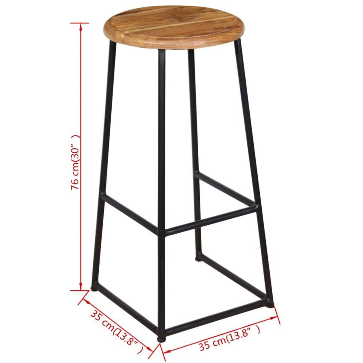 VIDAXL Tabourets de bar lot de 2 bois de teck massif