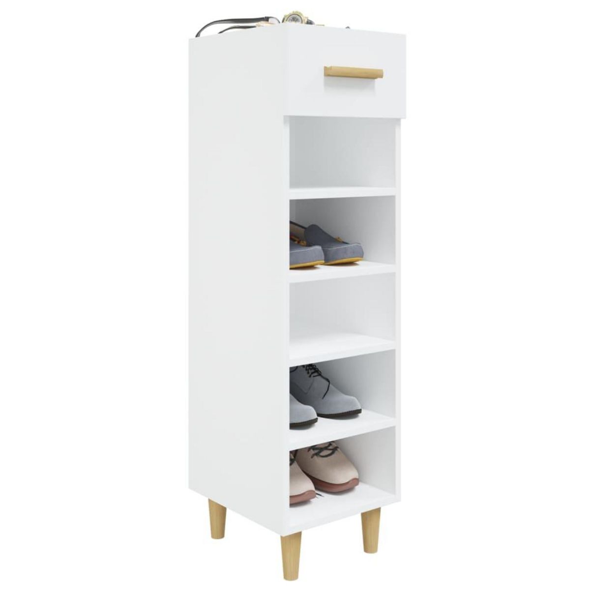VIDAXL Armoire a chaussure Blanc brillant 30x35x105 cm Bois ingenierie
