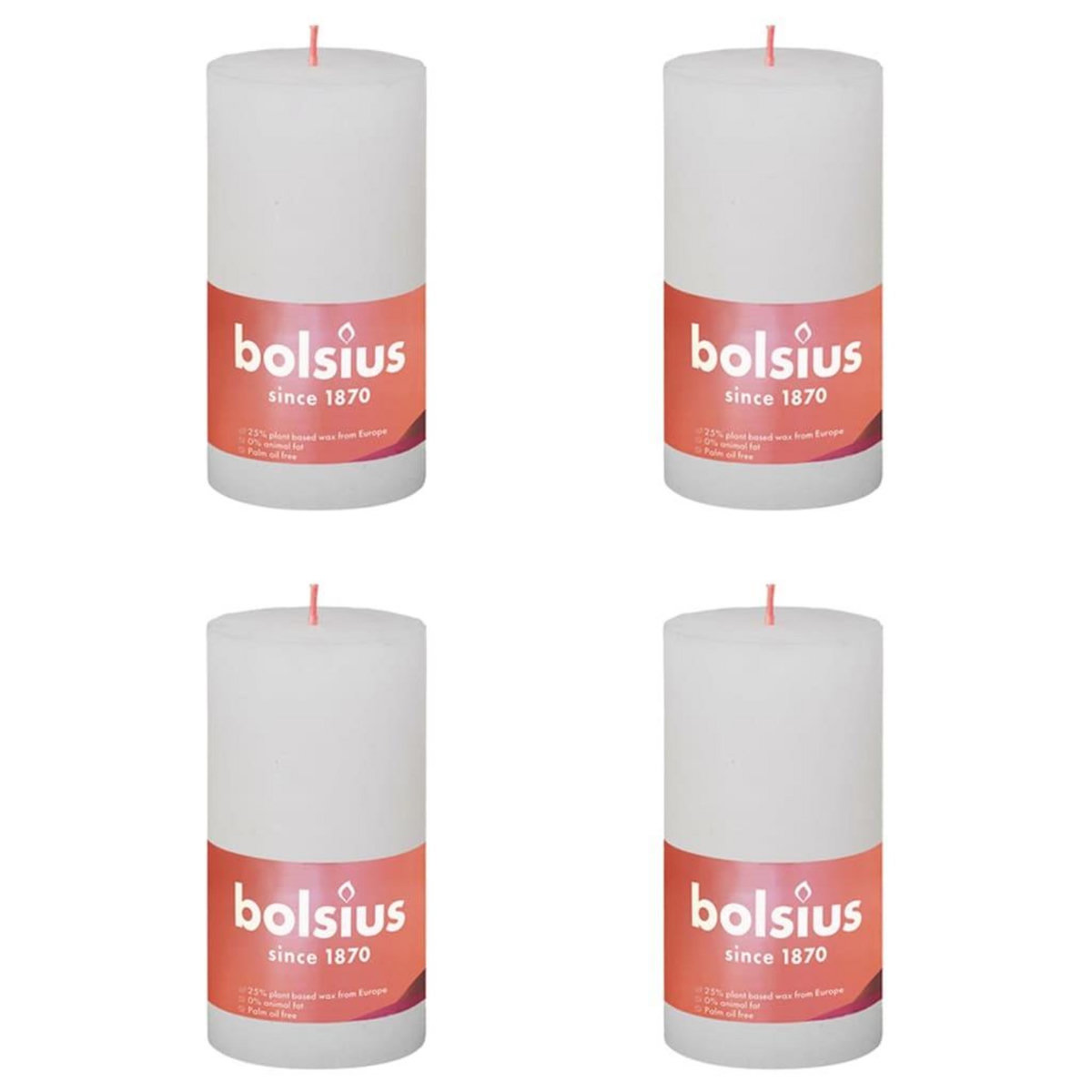 BOLSIUS Bolsius Bougies pilier rustiques Shine 4 pcs 130x68 mm Blanc nuageux