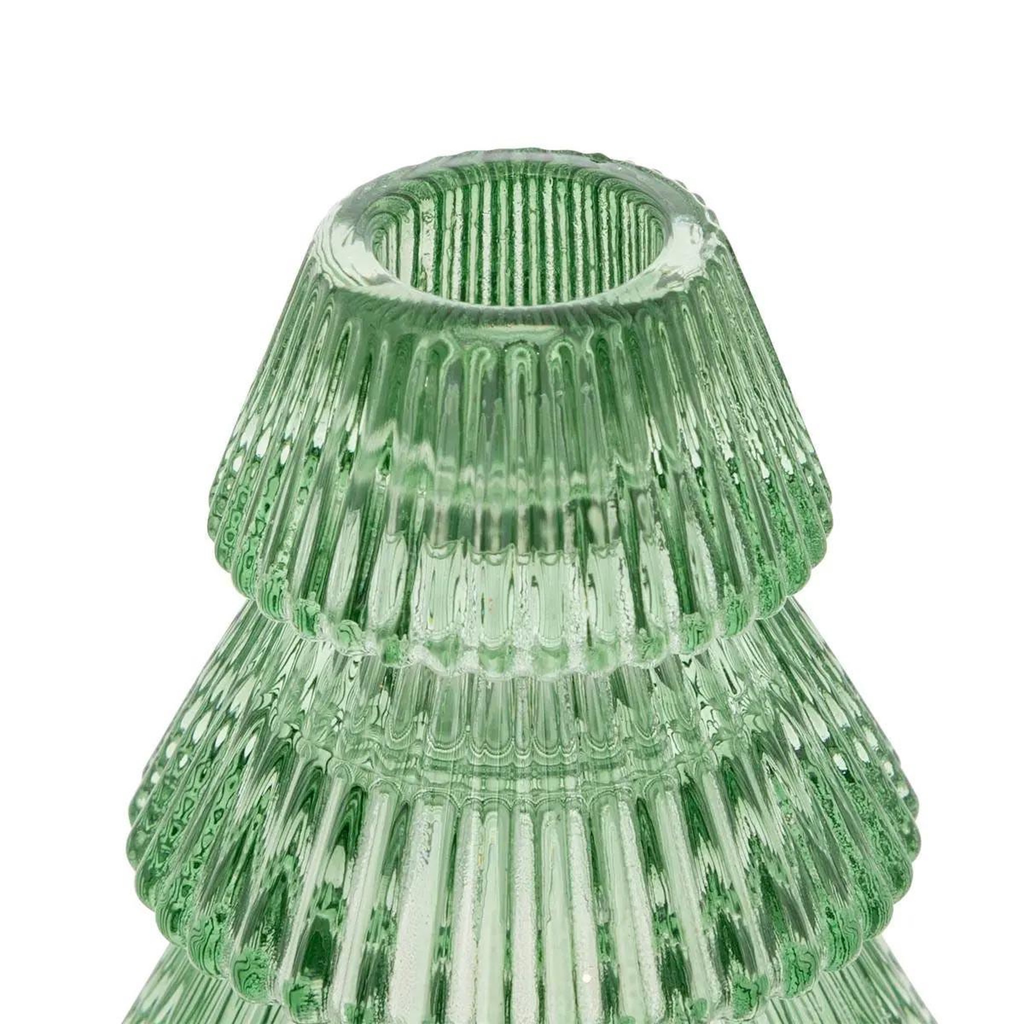 Voir la diapositive 2 : ATMOSPHERA Photophore de noël en verre  sapin  10cm vert