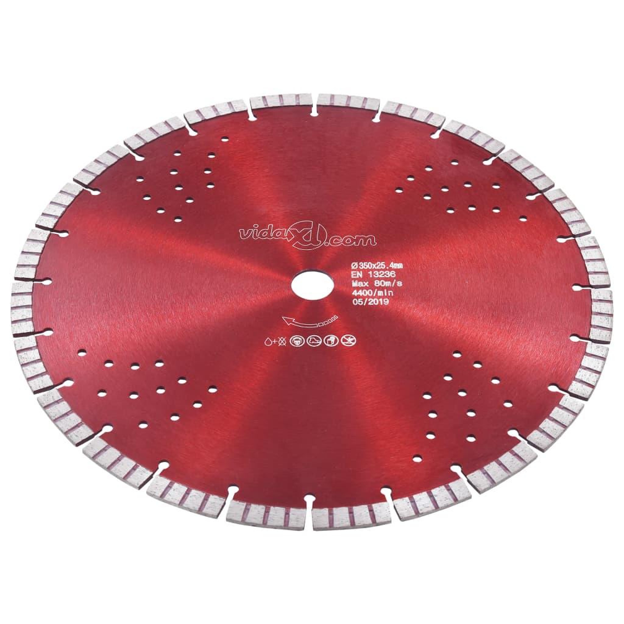 Voir la diapositive 2 : VIDAXL Disque de coupe diamante avec turbo et trous Acier 350 mm