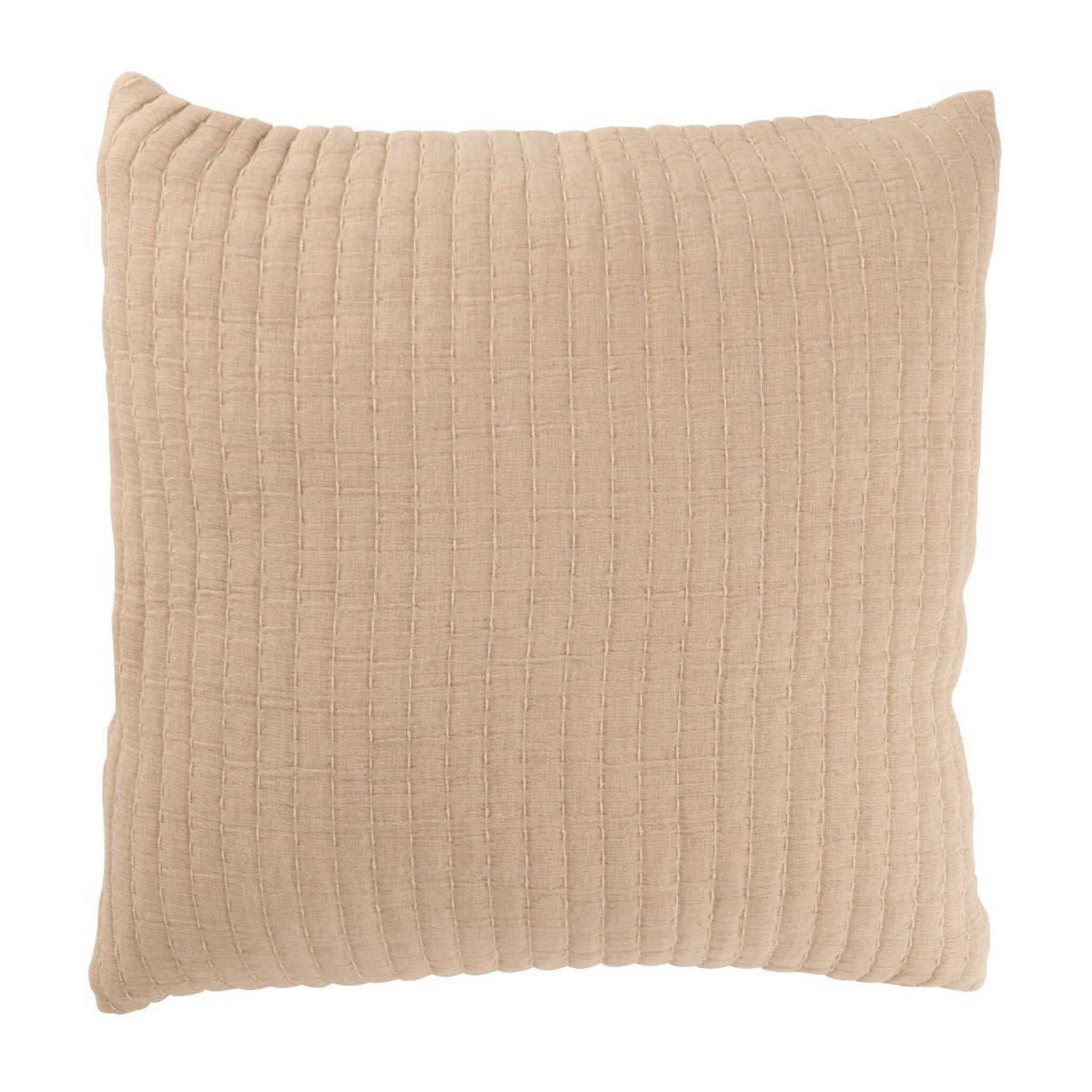 J-LINE Coussin déco lignes  teddy  45x45cm beige