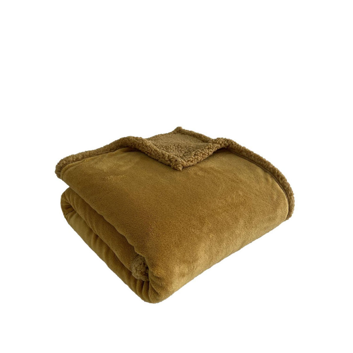 ACTUEL Plaid uni double face corral/sherpa 