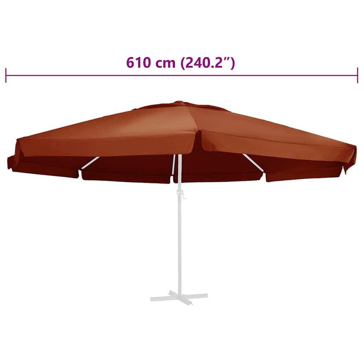 VIDAXL Tissu de remplacement de parasol d'exterieur Terre cuite 610 cm
