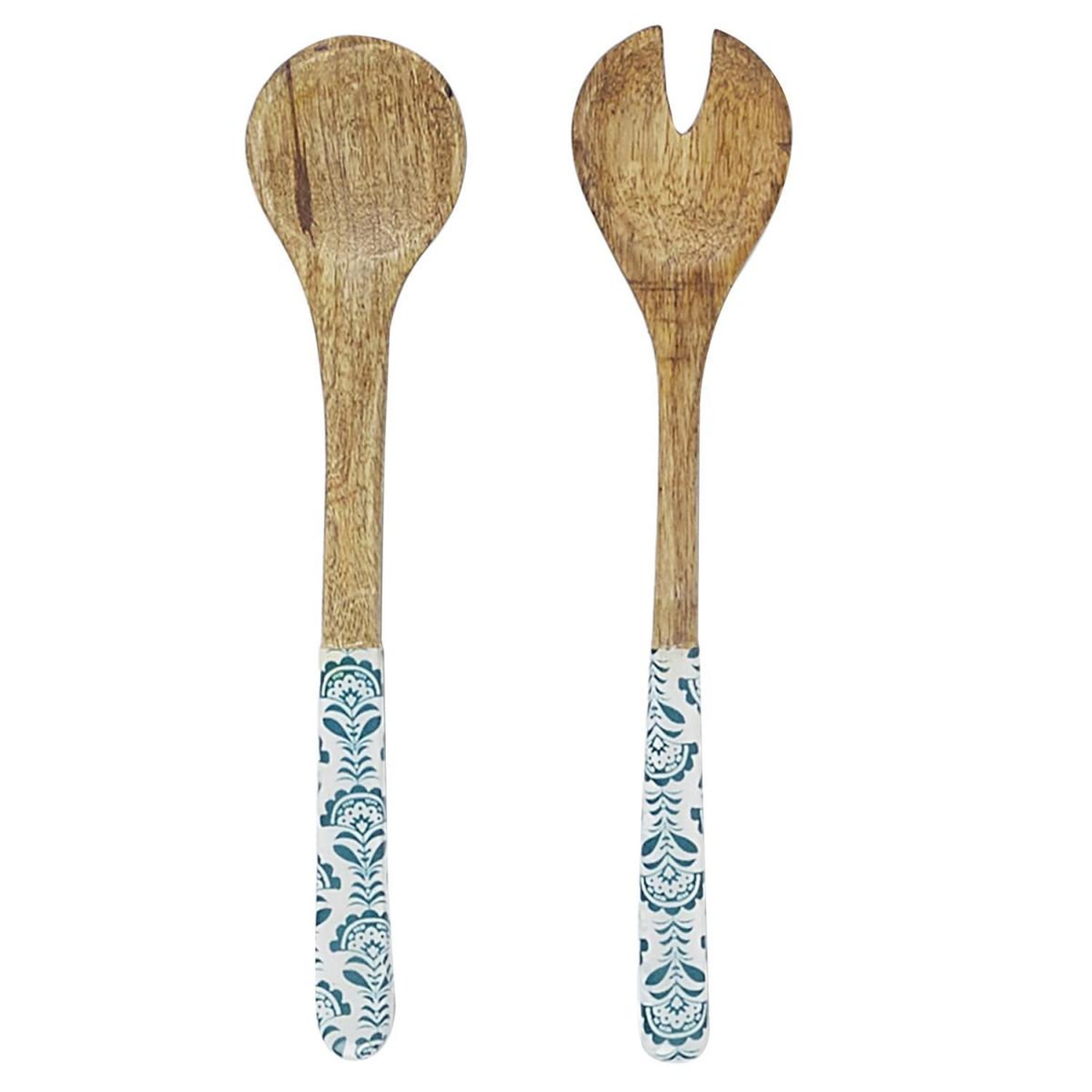 The Home Deco Factory Couverts à salade en bois  jaipur  22cm bleu