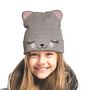 Voir la diapositive 4 : Paris Prix Bonnet Enfant  Chat  21cm Gris & Rose