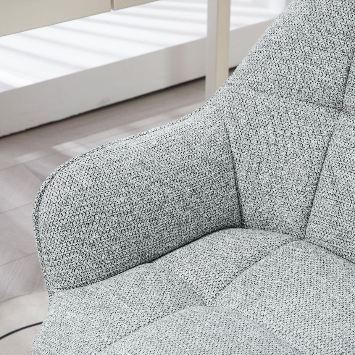 HOMCOM Chaise de bureau design Chesterfield dossier assise effet capitonnée hauteur réglable pivotante métal noir tissu gris