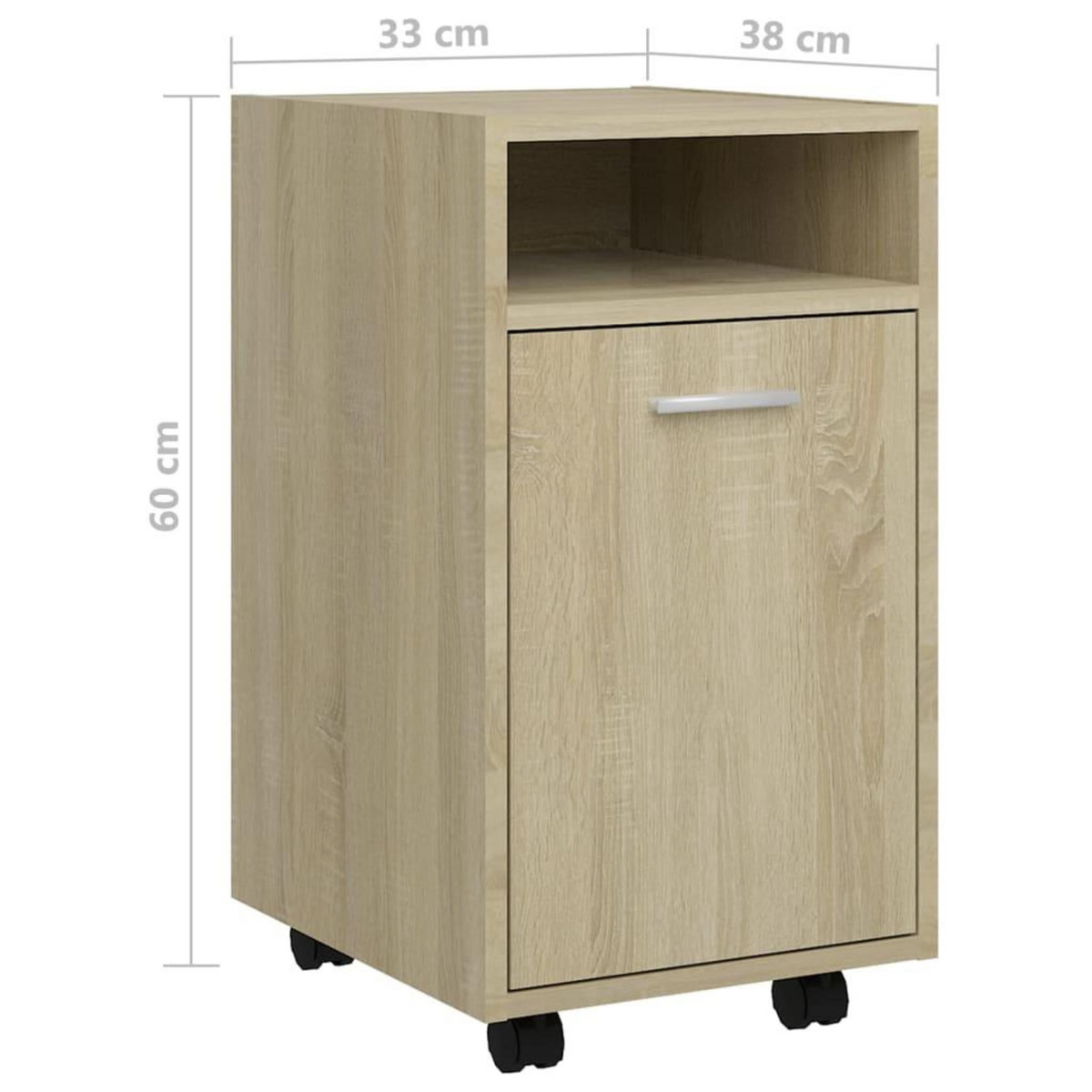 VIDAXL Armoire laterale avec roues Chene Sonoma Bois d'ingenierie