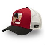 CAPSLAB Casquette trucker avec filet en sergé de coton One piece Luffy Red. Coloris disponibles : Rouge