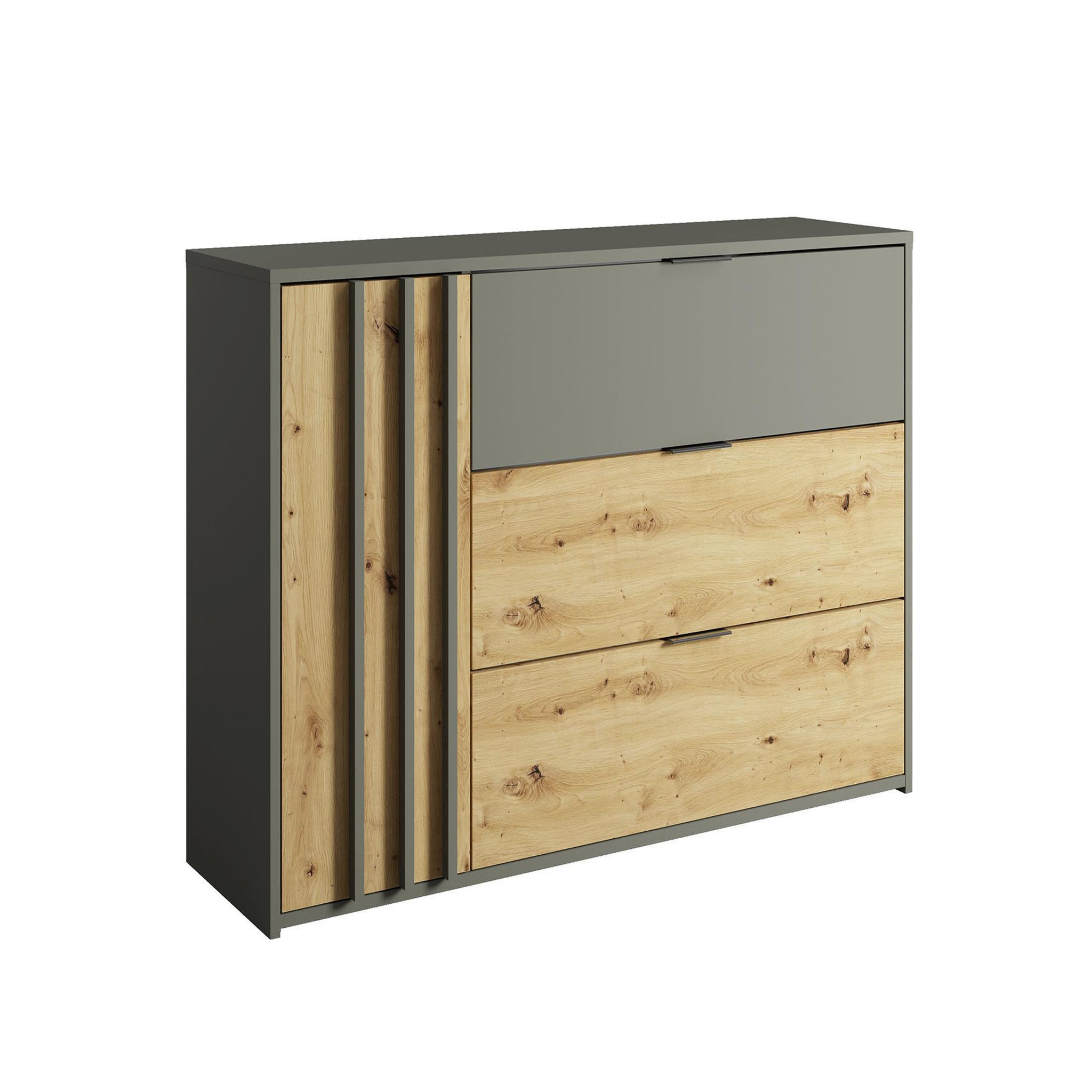 Voir la diapositive 2 : BEST MOBILIER Nicosie - commode - bois et gris - 125 cm