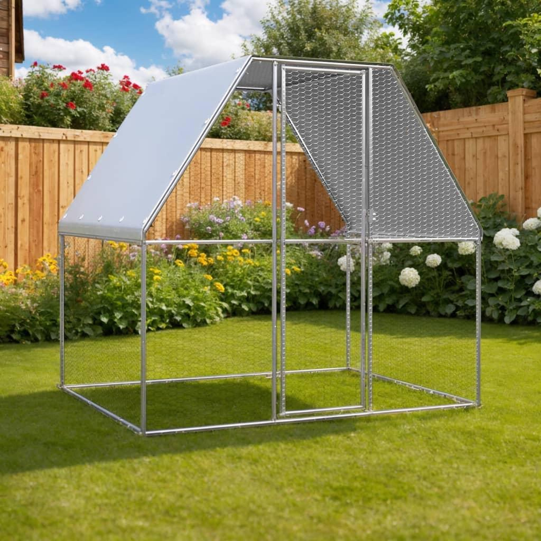 VIDAXL Poulailler argente et gris 2x2x2 m acier galvanise