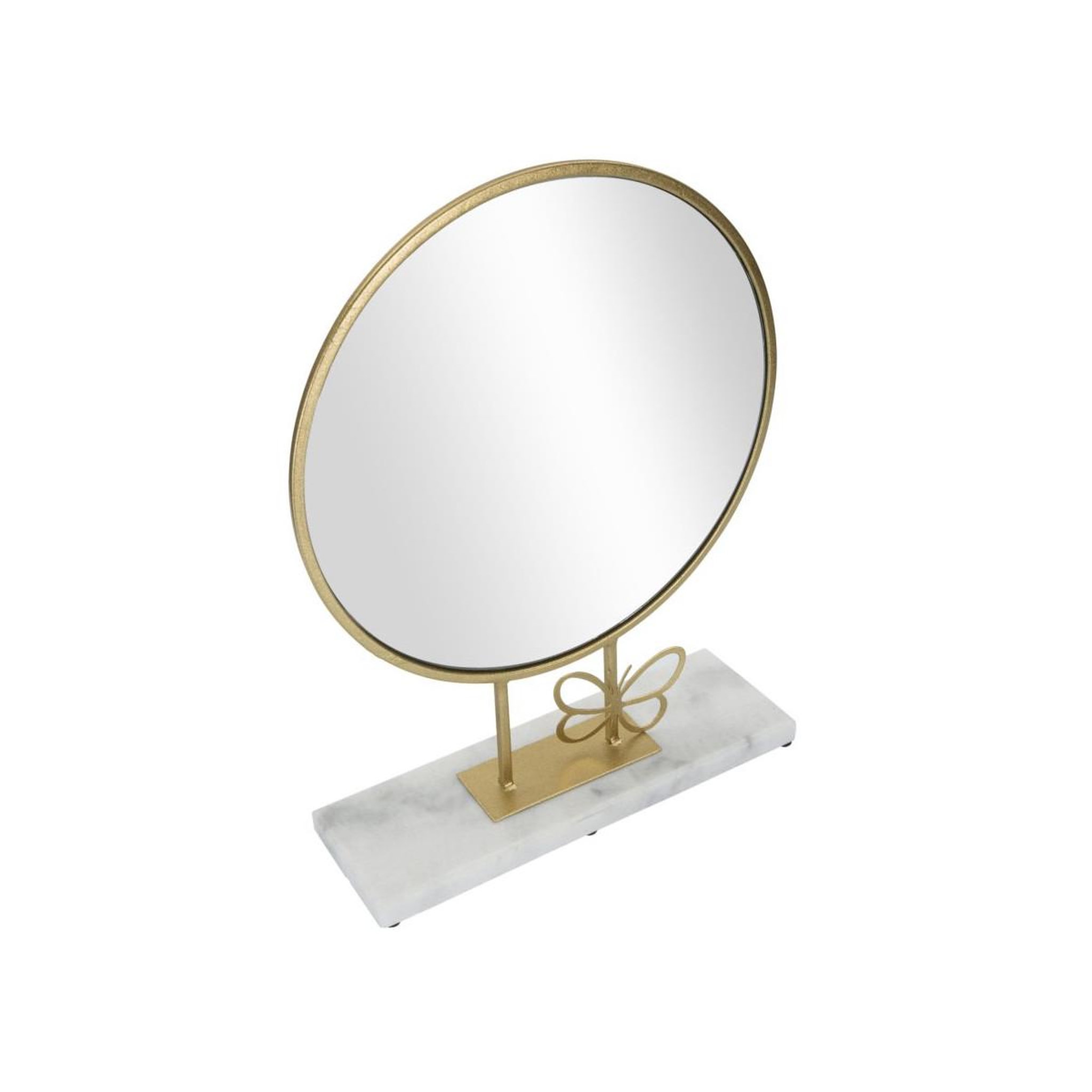 Voir la diapositive 2 : Paris Prix Miroir sur Pied en Marbre  Butterfly  39cm Or