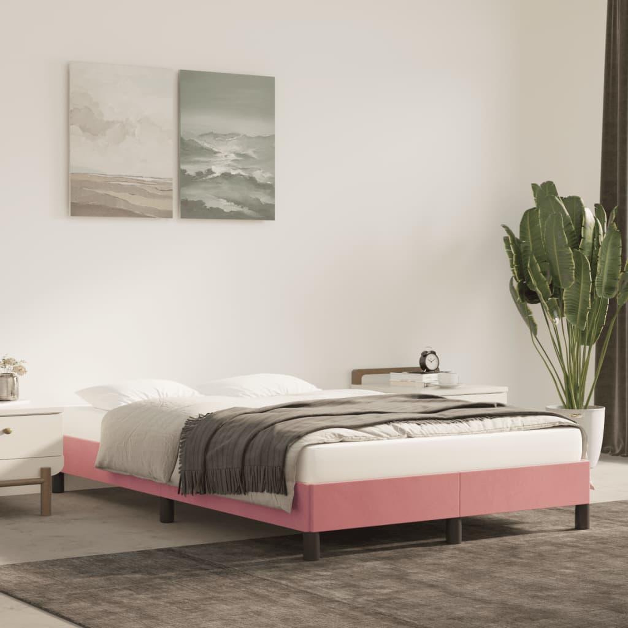 VIDAXL Cadre de lit sans matelas rose 120x200 cm velours