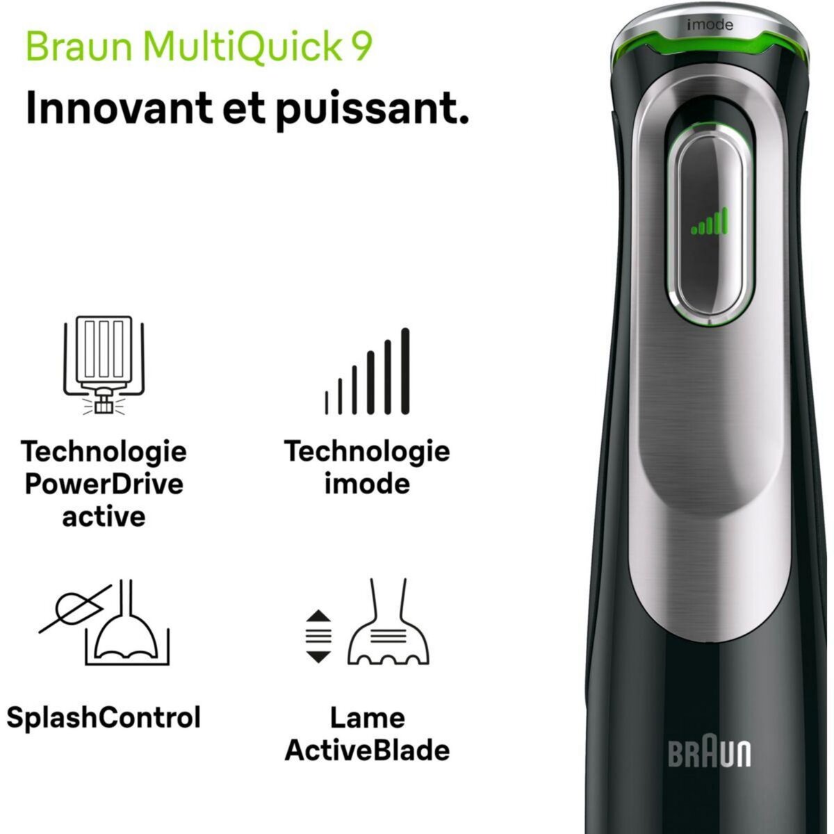 BRAUN Mixeur MQ9187XLI MultiQuick 9 noir et gris 8 accessoires