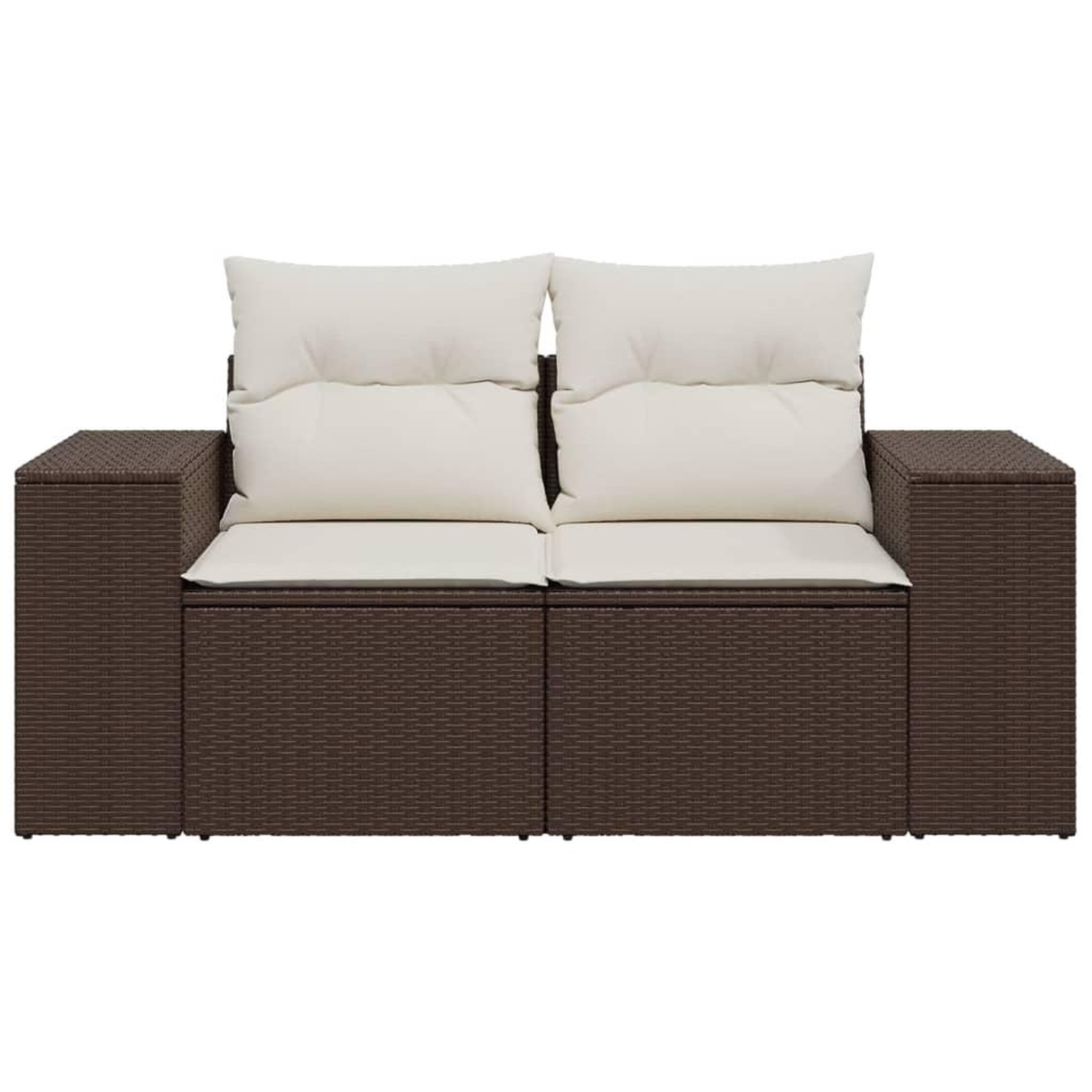 Voir la diapositive 4 : VIDAXL Canape de jardin avec coussins 2 places marron resine tressee