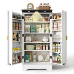 MERAX Buffet de cuisine 2 portes 0 tiroir - 60 cm blanc led mdf