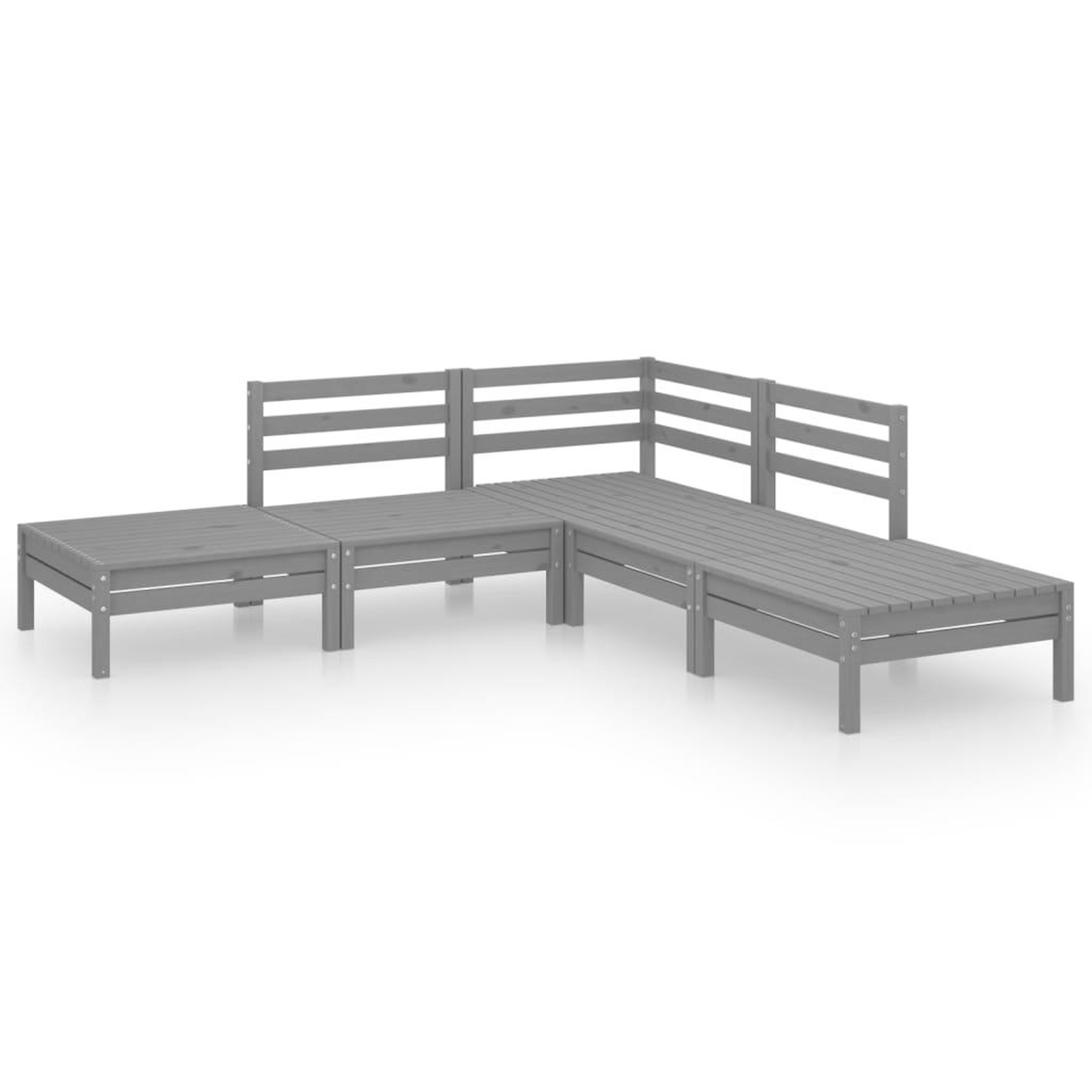 Voir la diapositive 2 : VIDAXL Salon de jardin 5 pcs Bois de pin massif Gris