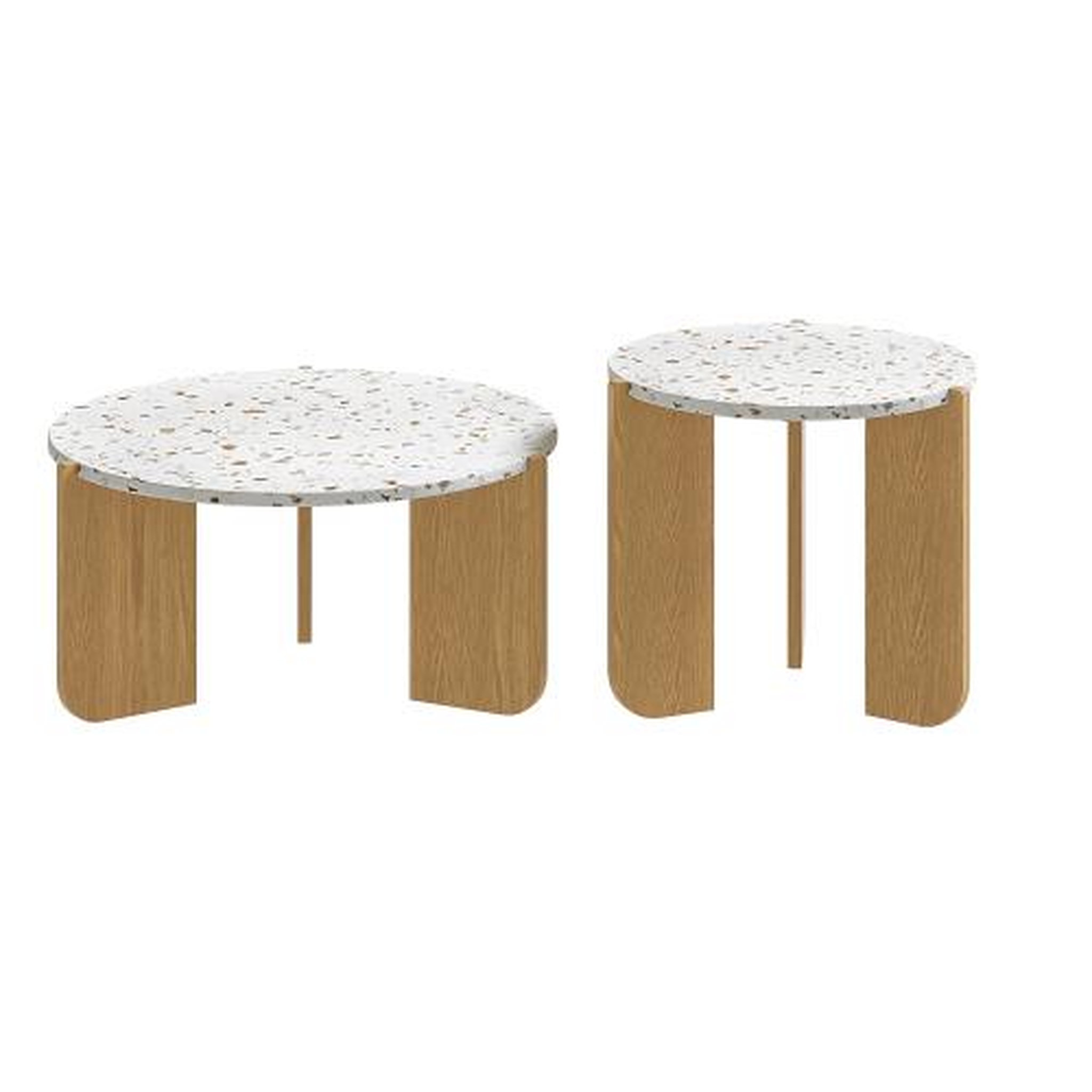 MERAX Lot de 2 tables basses gigognes rectangulaire naturel - 70x70 cm mdf