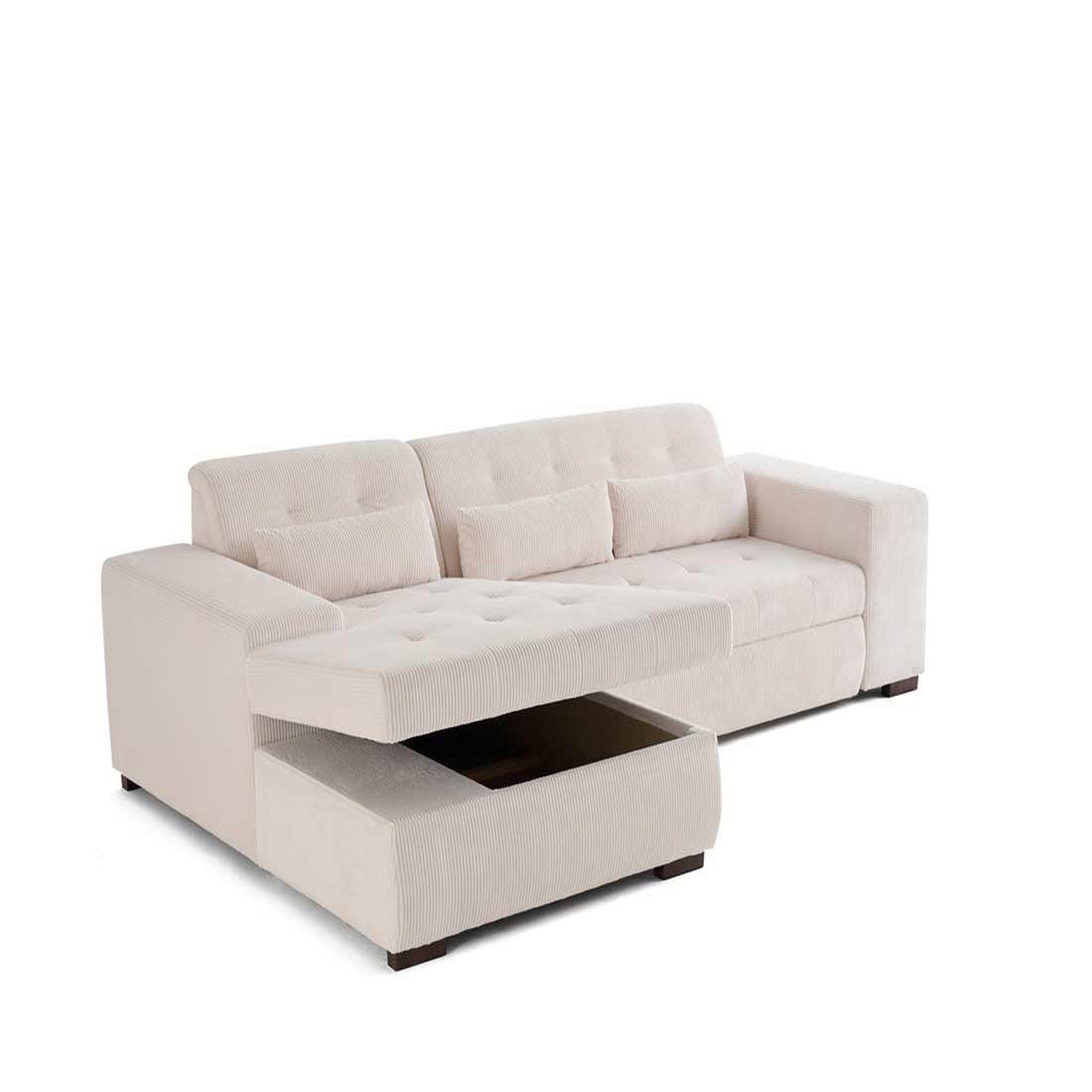 Voir la diapositive 4 : LISA DESIGN Vermont - canapé d'angle gauche - 4 places - convertible avec coffre - en velours côtelé