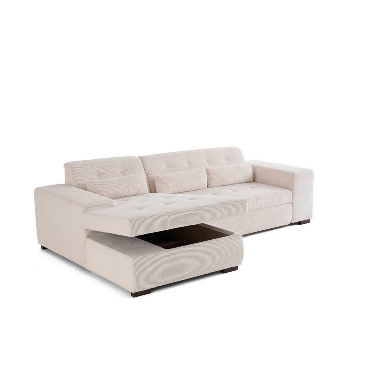 LISA DESIGN Vermont - canapé d'angle gauche - 4 places - convertible avec coffre - en velours côtelé