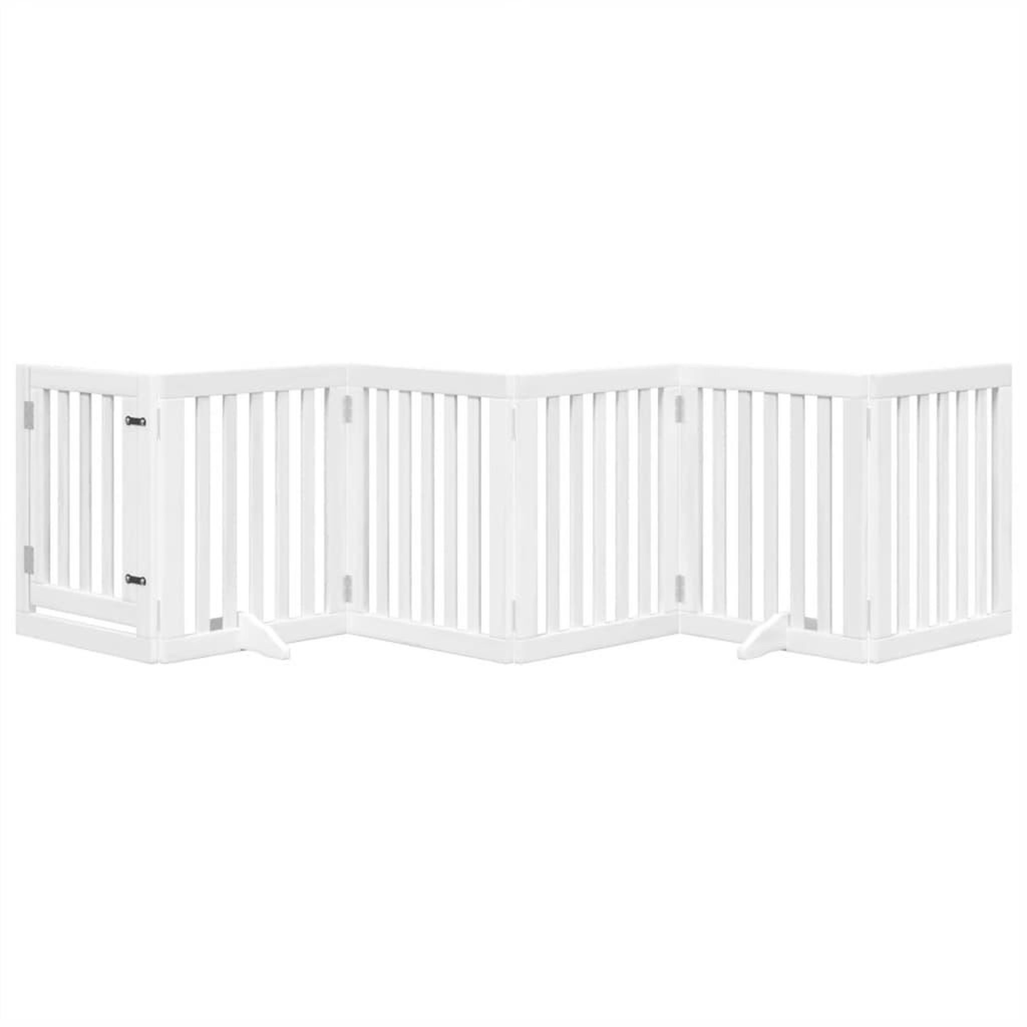 Voir la diapositive 3 : VIDAXL Barriere pour chiens et porte 6 panneaux blanc bois de peuplier