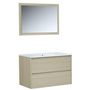 Voir la diapositive 1 : Ensemble meuble de salle de bain bloc 2 tiroirs avec vasque encastrée et miroir L80 cm LAKE