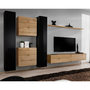 Voir la diapositive 1 : Paris Prix Meuble TV Mural Design  Switch VI  330cm Noir & Naturel