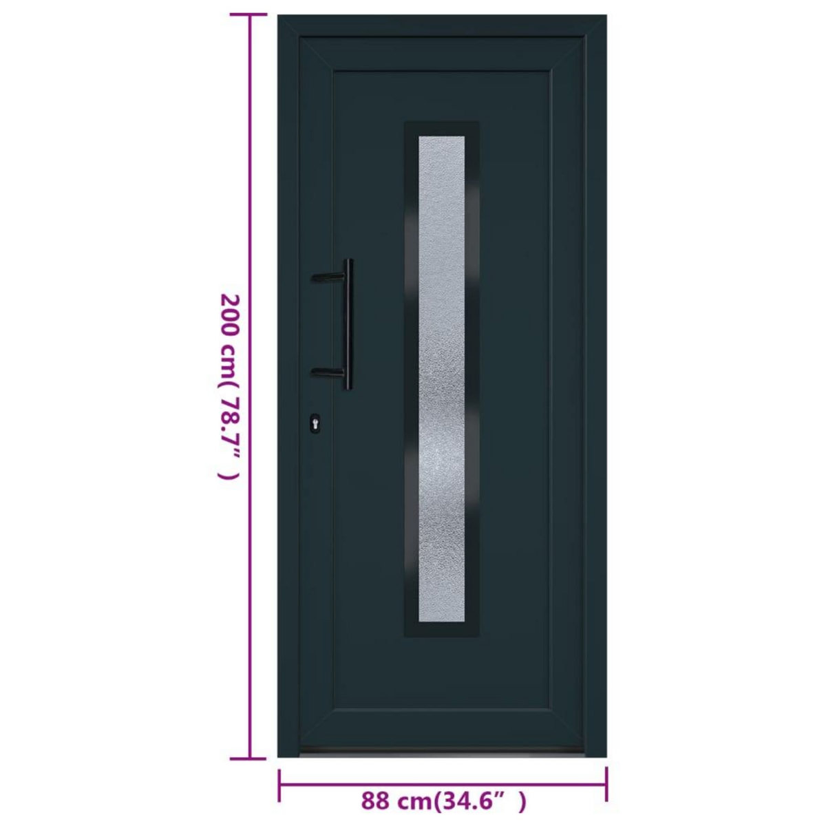 VIDAXL Porte d'entree anthracite 88x200 cm PVC