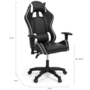 Voir la diapositive 6 : ID MARKET Fauteuil de gaming CARTER accoudoirs 2D pivotants, réglable hauteur noir et blanc