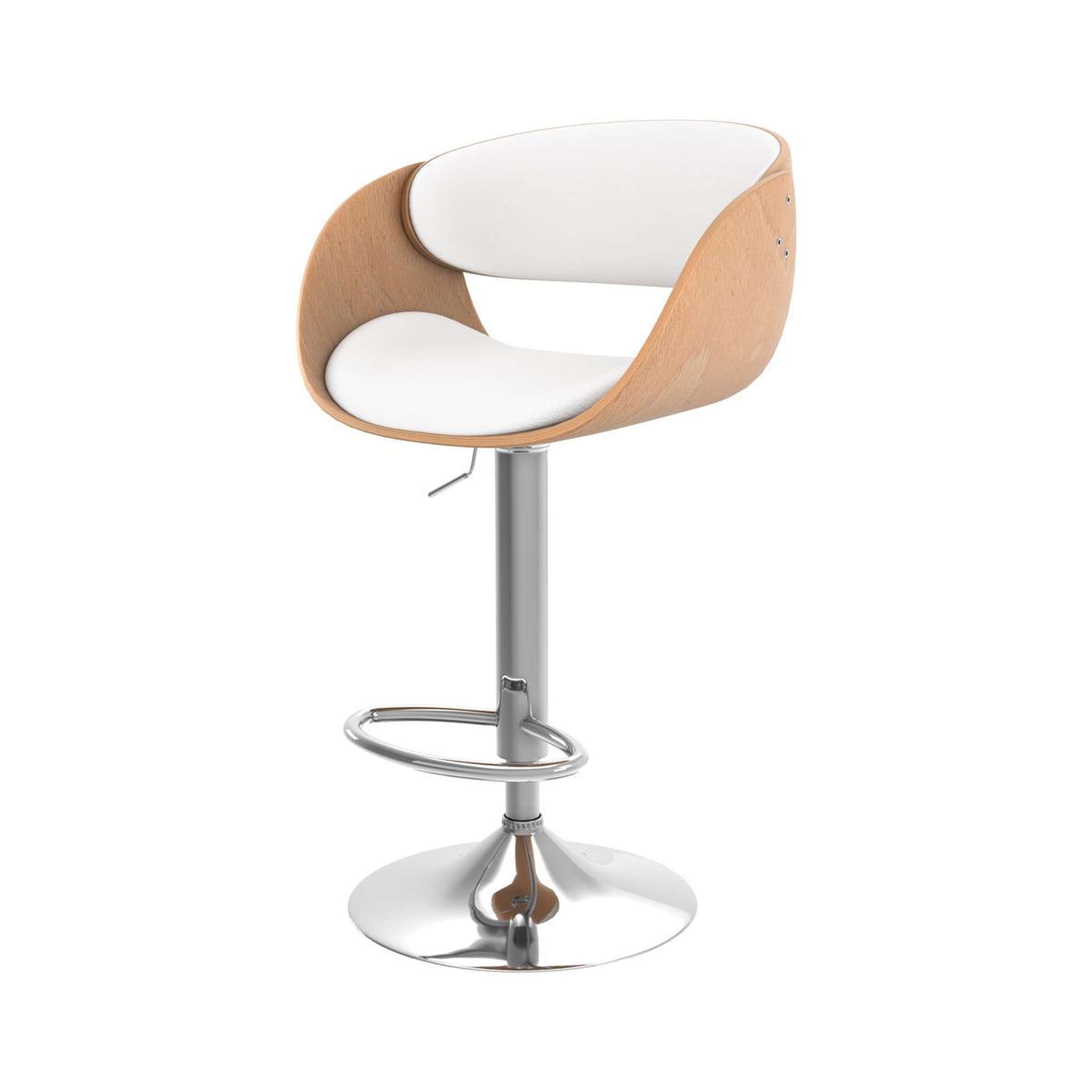 MAISON PAVANE Chaise de bar réglable en cuir synthétique blanc 62,5/83,5 cm-adelmar
