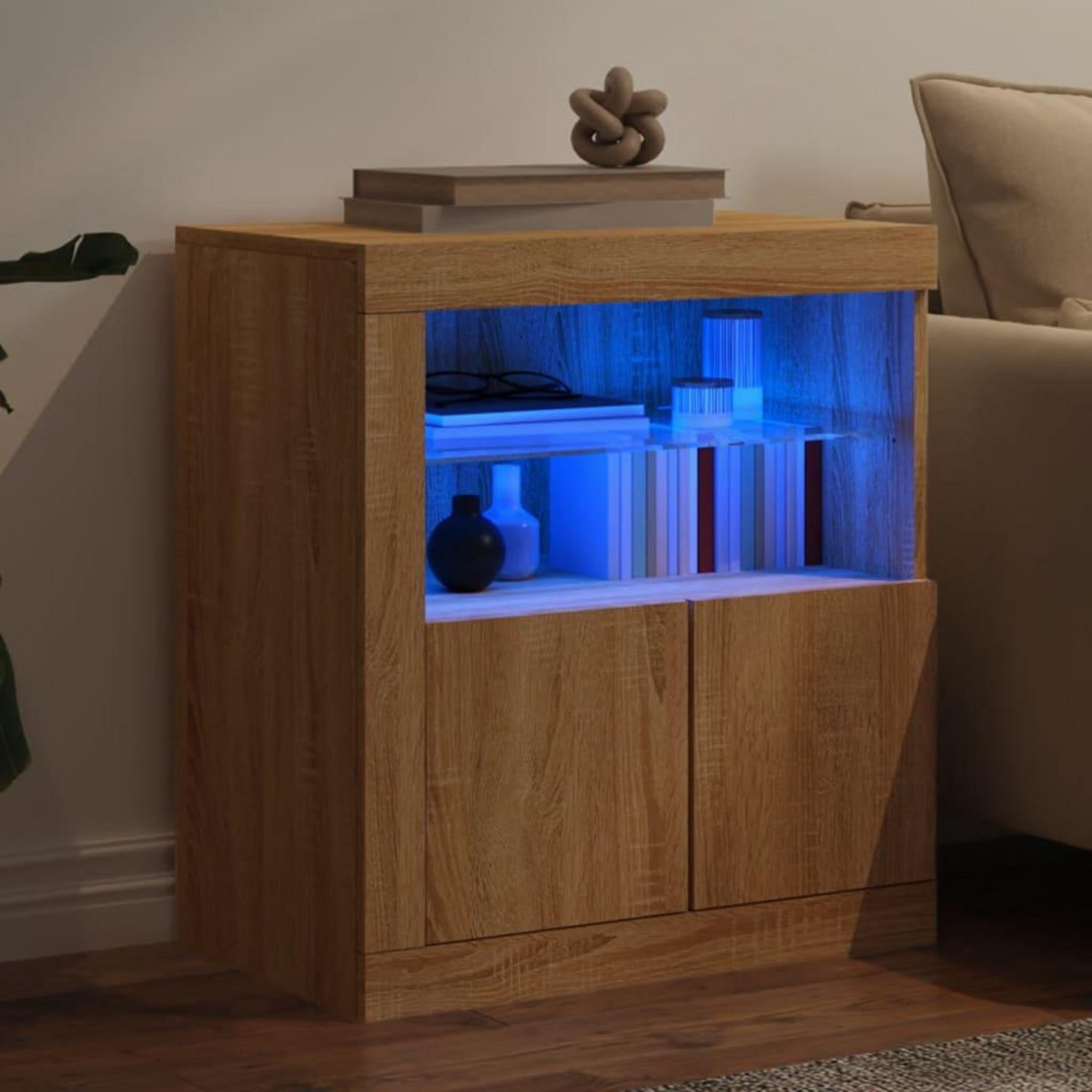 VIDAXL Buffet avec lumieres LED chene sonoma 60,5x37x67 cm