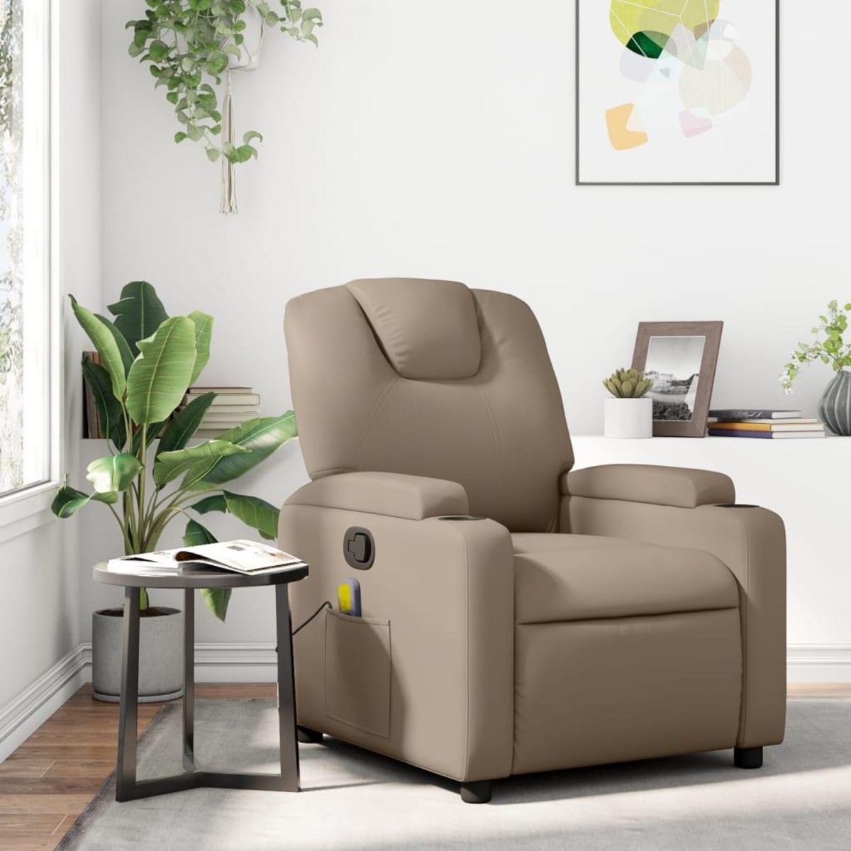 VIDAXL Fauteuil de massage inclinable Cappuccino Similicuir
