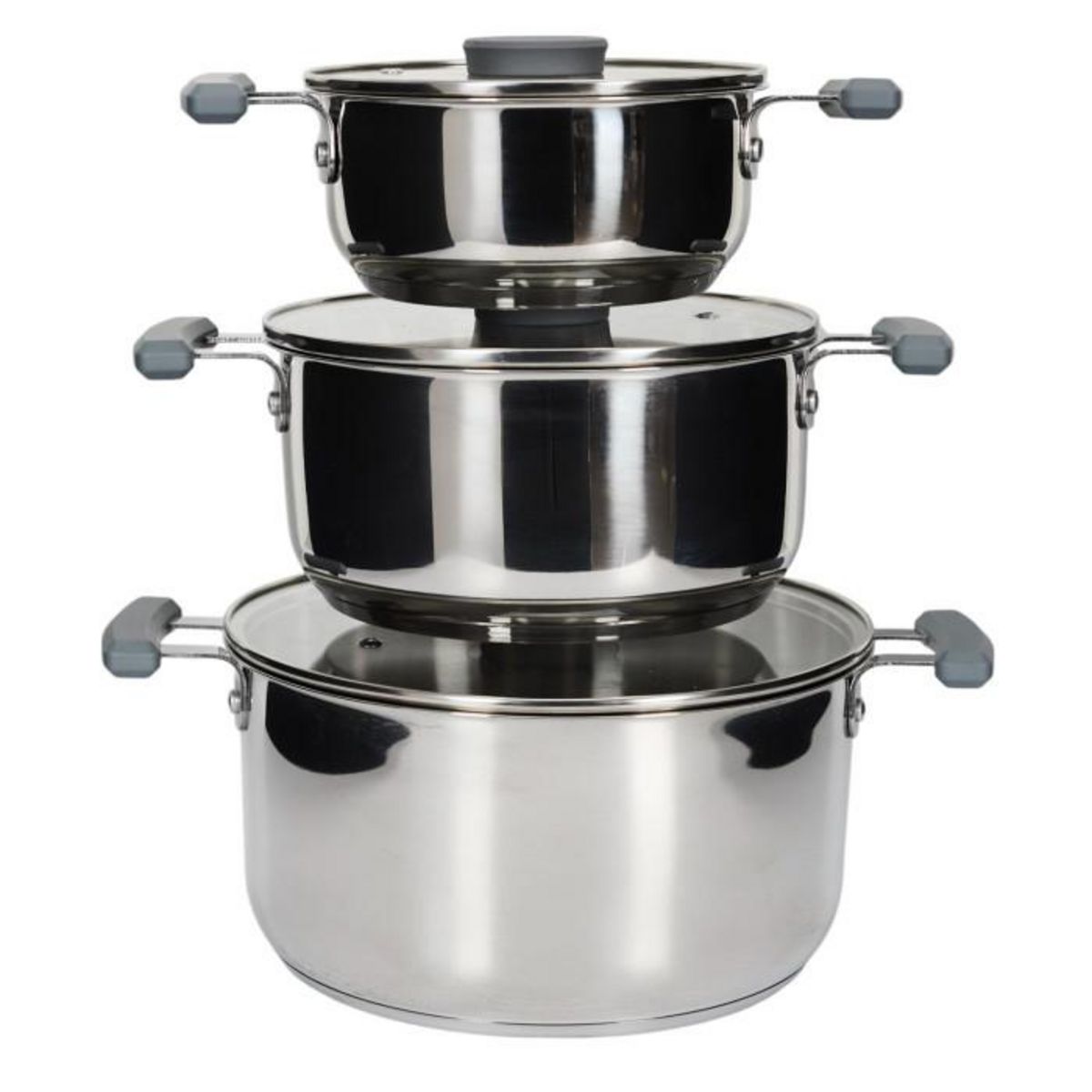 Paris Prix Lot de 3 Faitouts en Inox  Empilable  25cm Argent