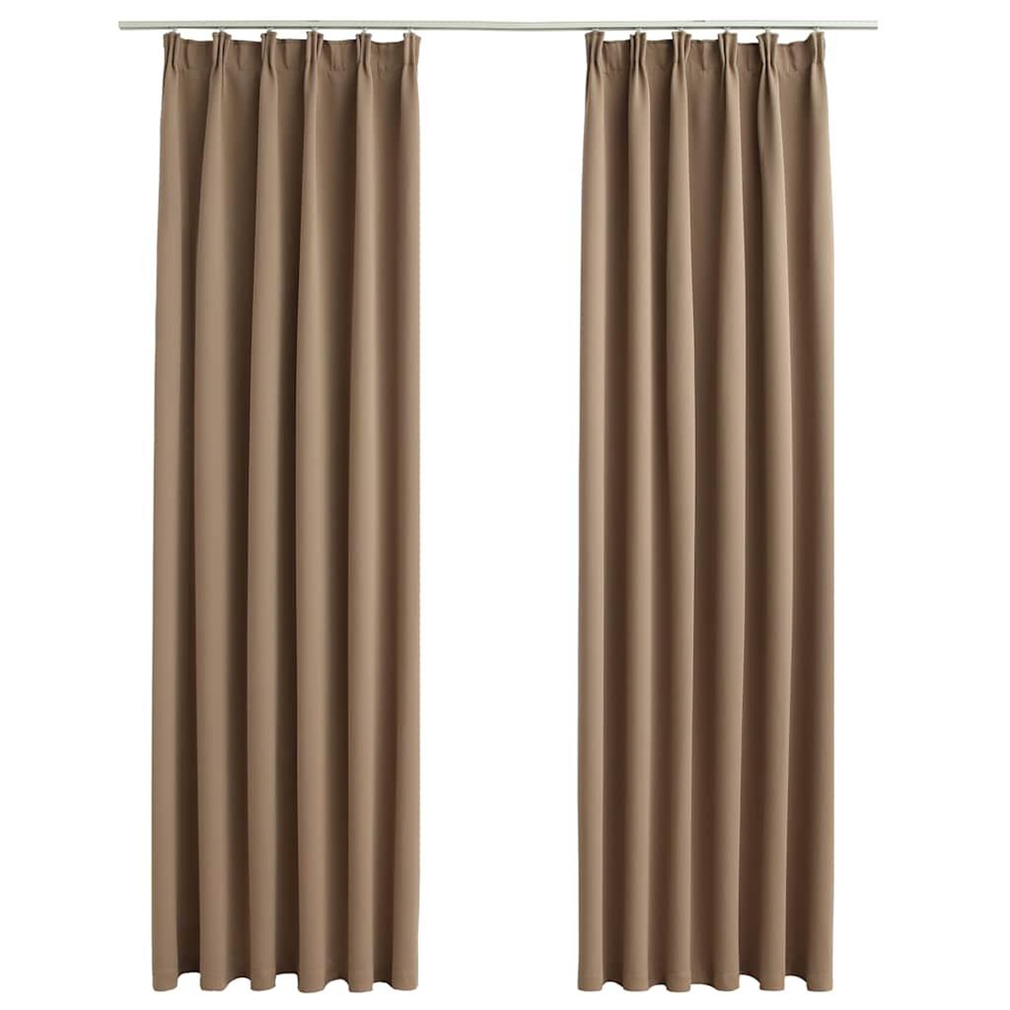 Voir la diapositive 2 : VIDAXL Rideaux occultants avec crochets 2 pcs Taupe 140x175 cm