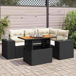VIDAXL Salon de jardin 5 pcs avec coussins noir resine tressee