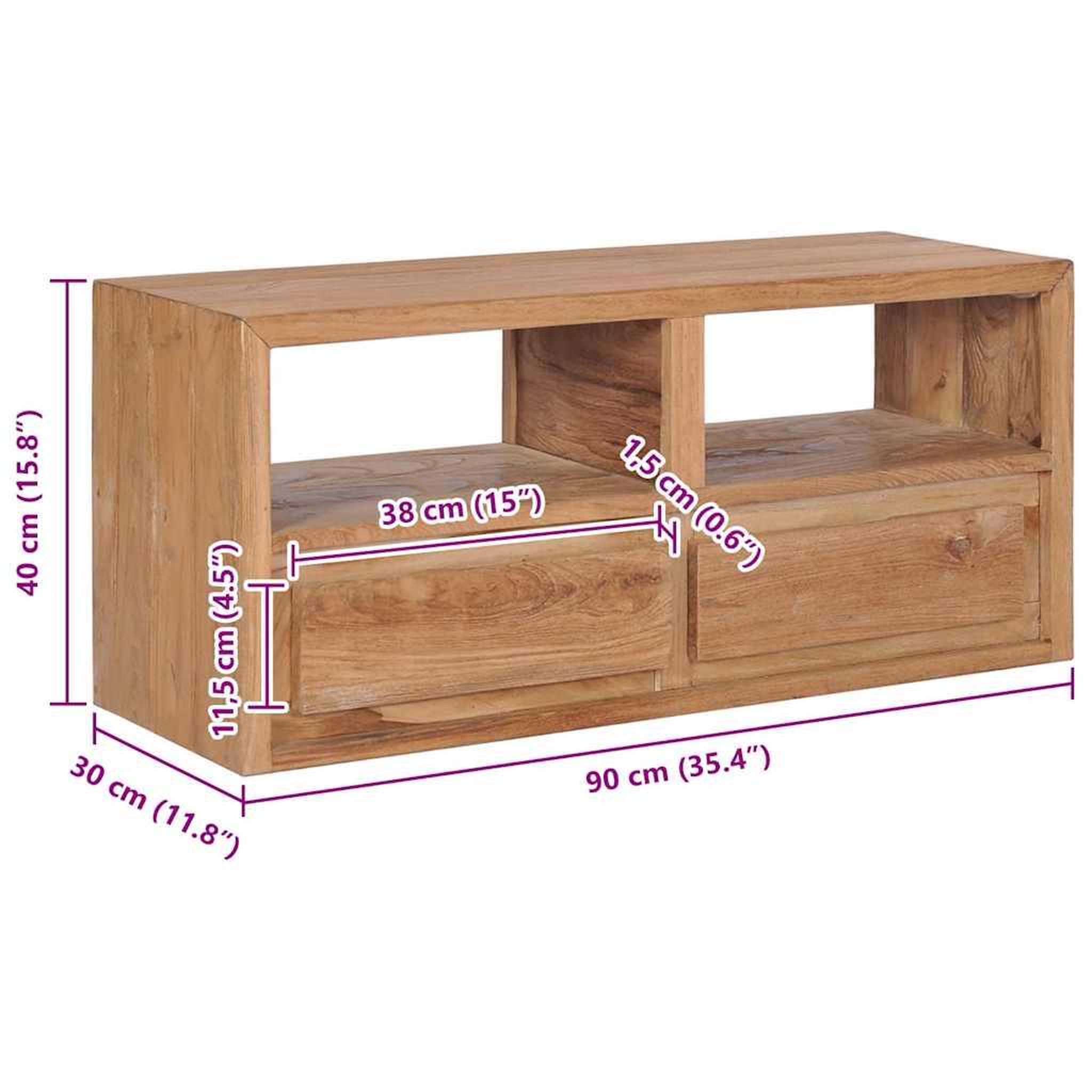 Voir la diapositive 6 : VIDAXL Meuble tv 90x30x40 cm bois de teck solide