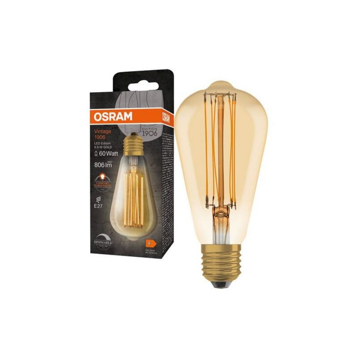 Osram 1906 EDISON CLAIR FIL OR 8.8WE27 CHAU OSRAM - 4099854091087