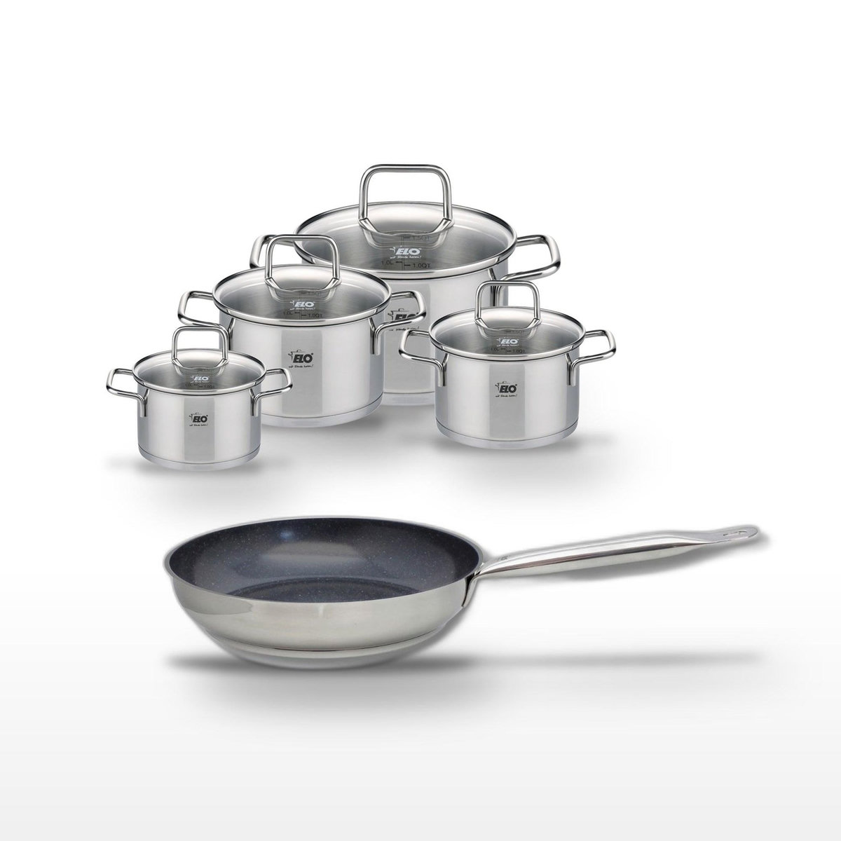 ELO Lot Poêle 24 cm Elo Profi Therm Platinum et 4 Faitouts Elo